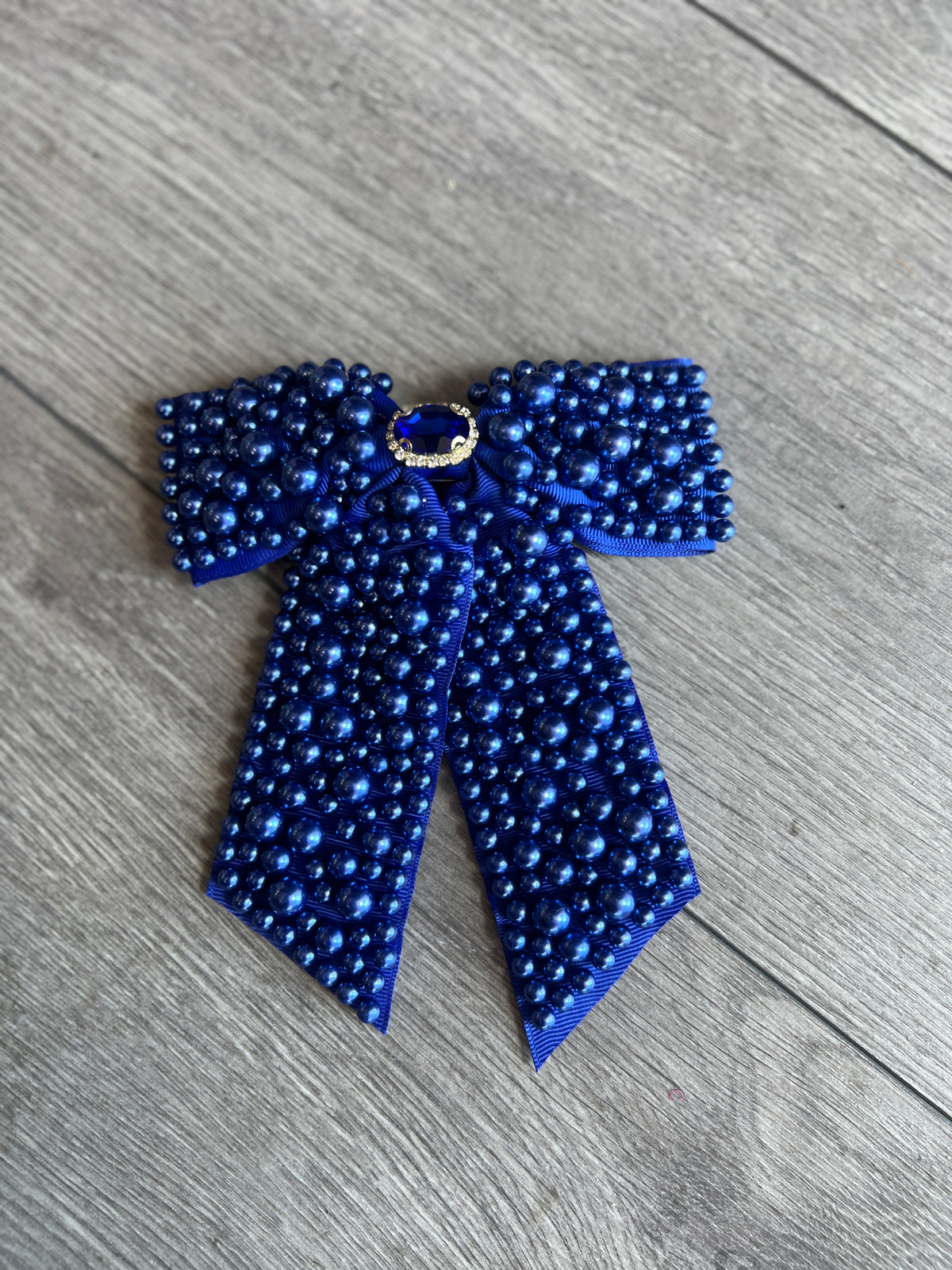 Blue Pearl Bow Barrette Hair Clip-Fascinators Direct