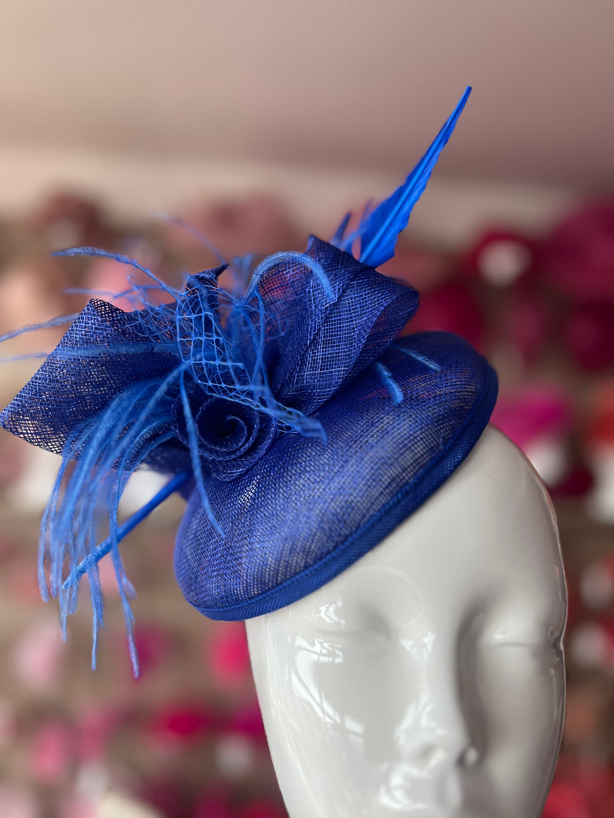 Blue Quill Fascinator Hat with Feathers &amp; Loops-Fascinators Direct
