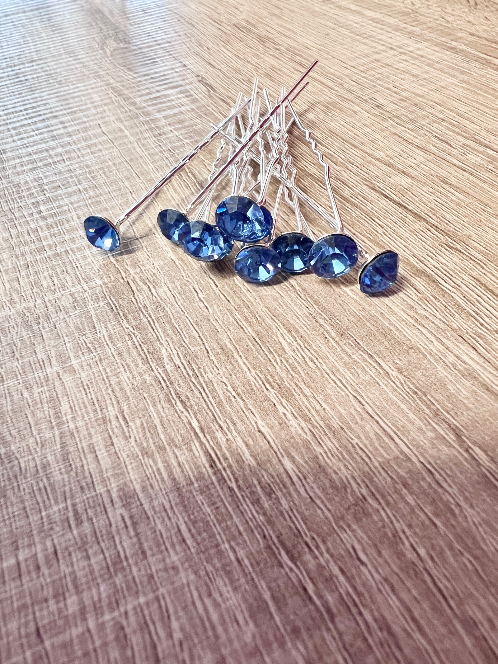 Blue Rhinestone Hair Pins X 10-Fascinators Direct