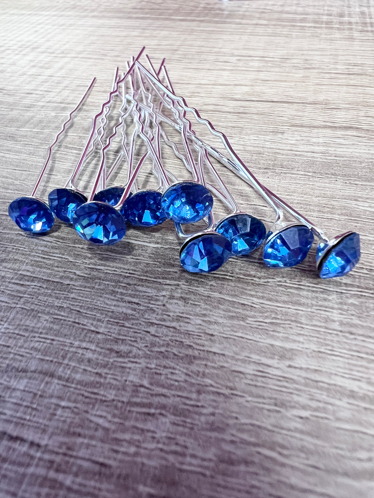 Blue Rhinestone Hair Pins X 10-Fascinators Direct