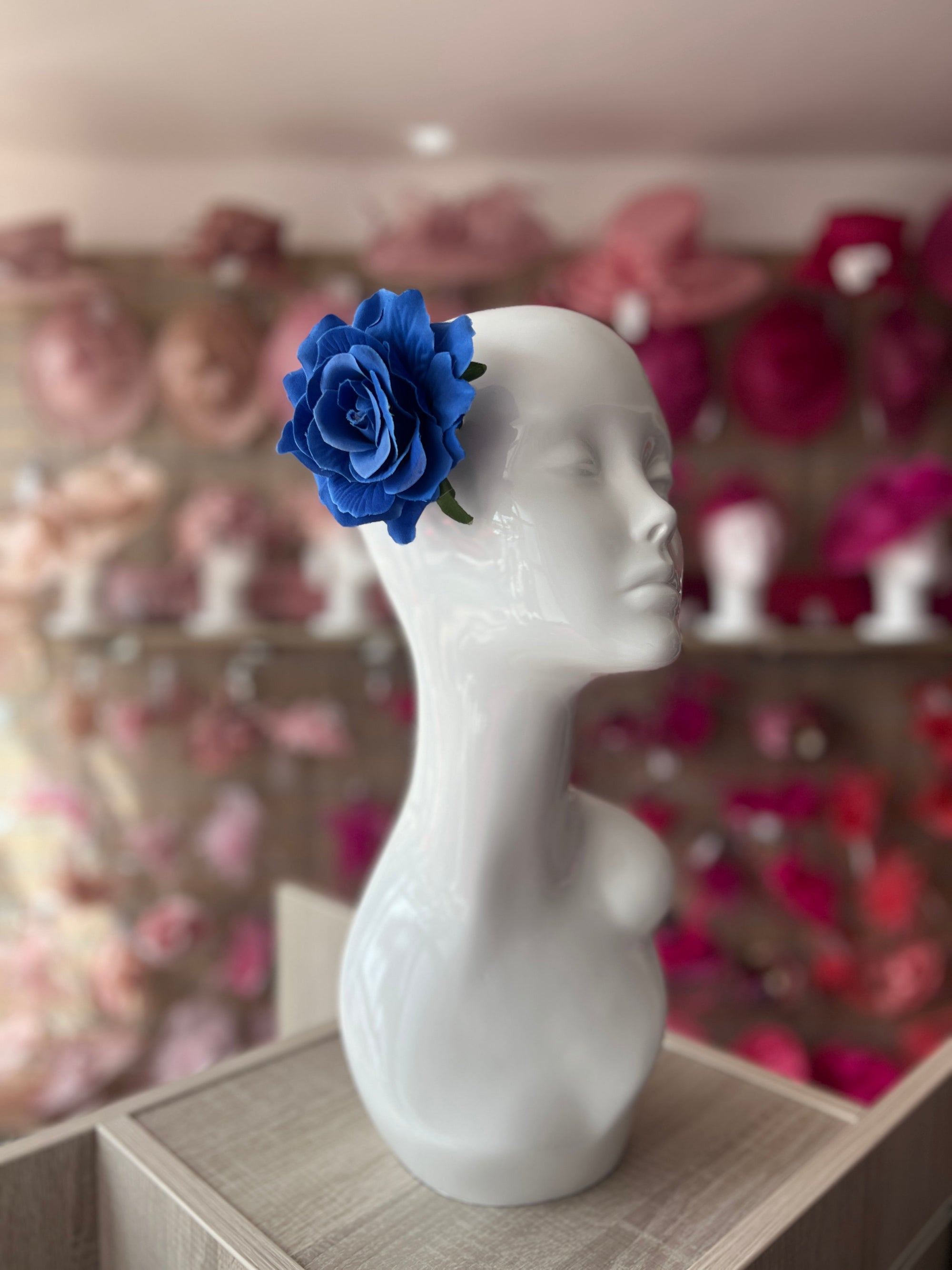Blue Rose Hair Clip-Fascinators Direct