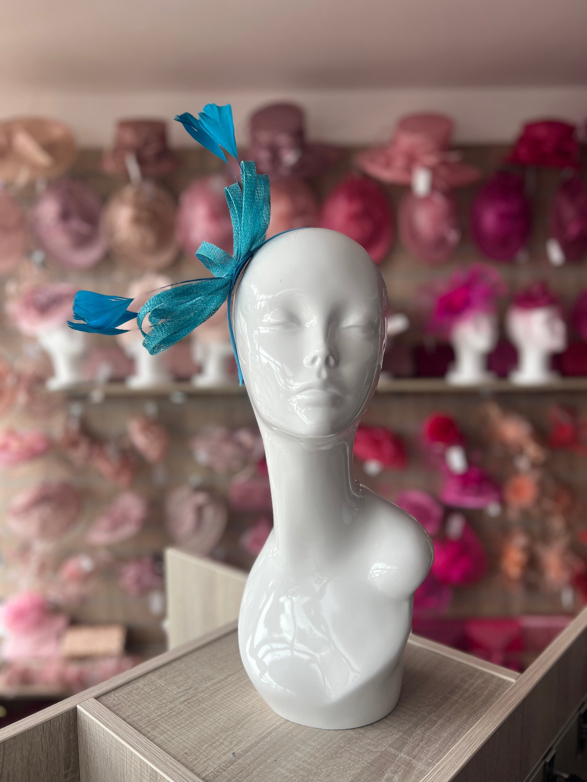 Blue Sinamay Fascinator Headband-Fascinators Direct