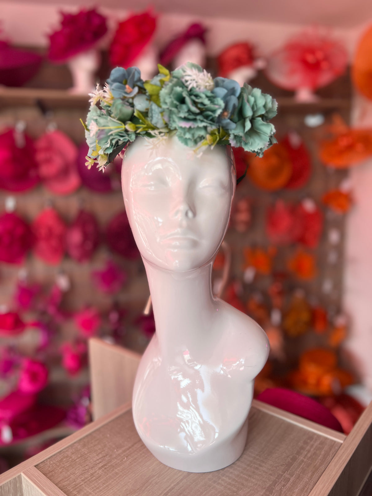 Blue Vintage Mixed Flower Crown Hair Garland-Fascinators Direct