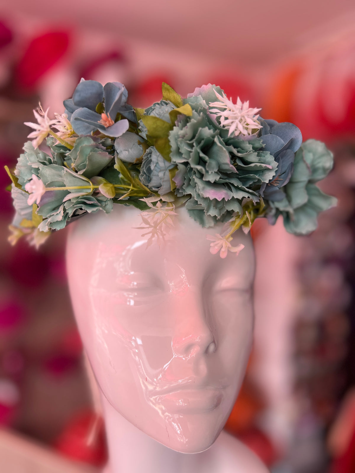 Blue Vintage Mixed Flower Crown Hair Garland-Fascinators Direct