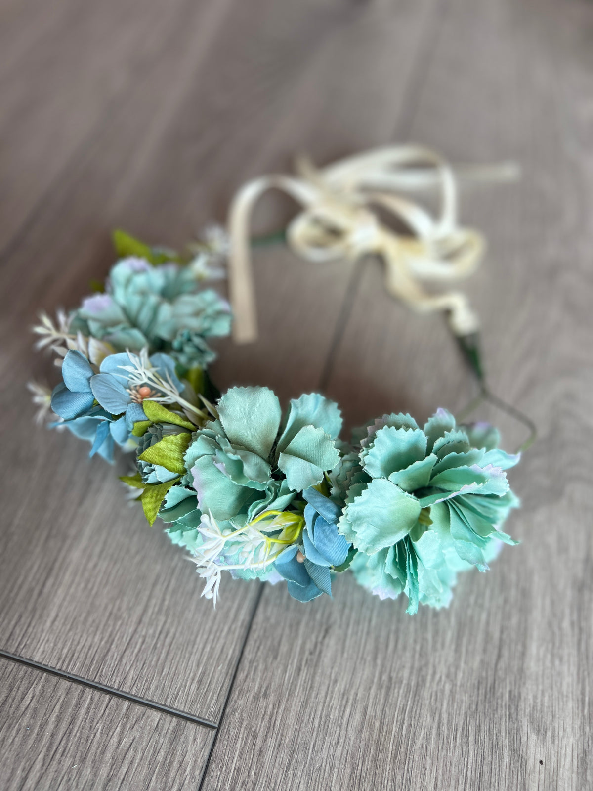 Blue Vintage Mixed Flower Crown Hair Garland-Fascinators Direct