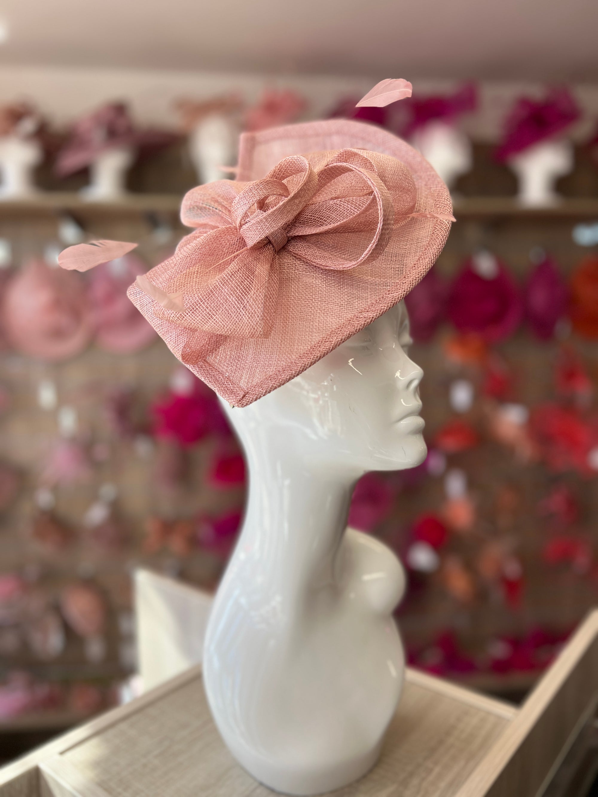 Blush Disc Fascinator with Decorative Bow-Fascinators Direct