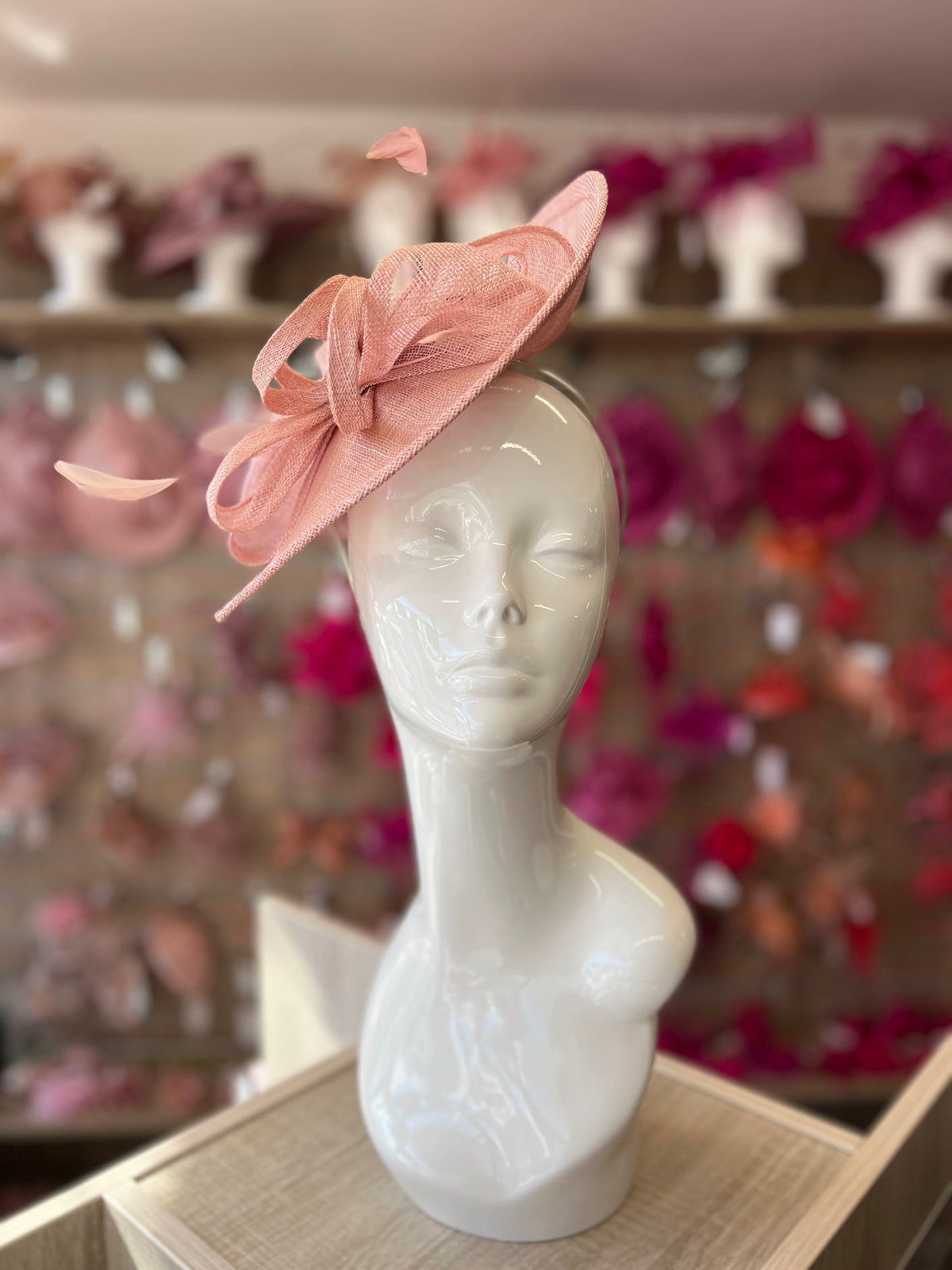 Blush Disc Fascinator with Decorative Bow-Fascinators Direct