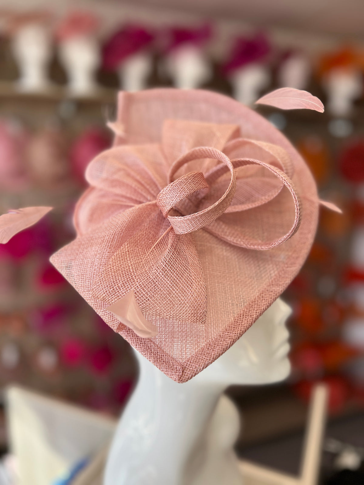 Blush Disc Fascinator with Decorative Bow-Fascinators Direct