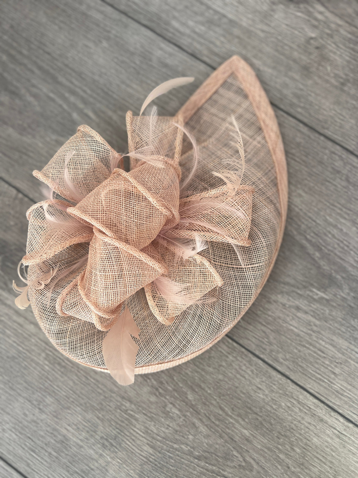Blush Fascinator with Ruched Sinamay &amp; Loops-Fascinators Direct