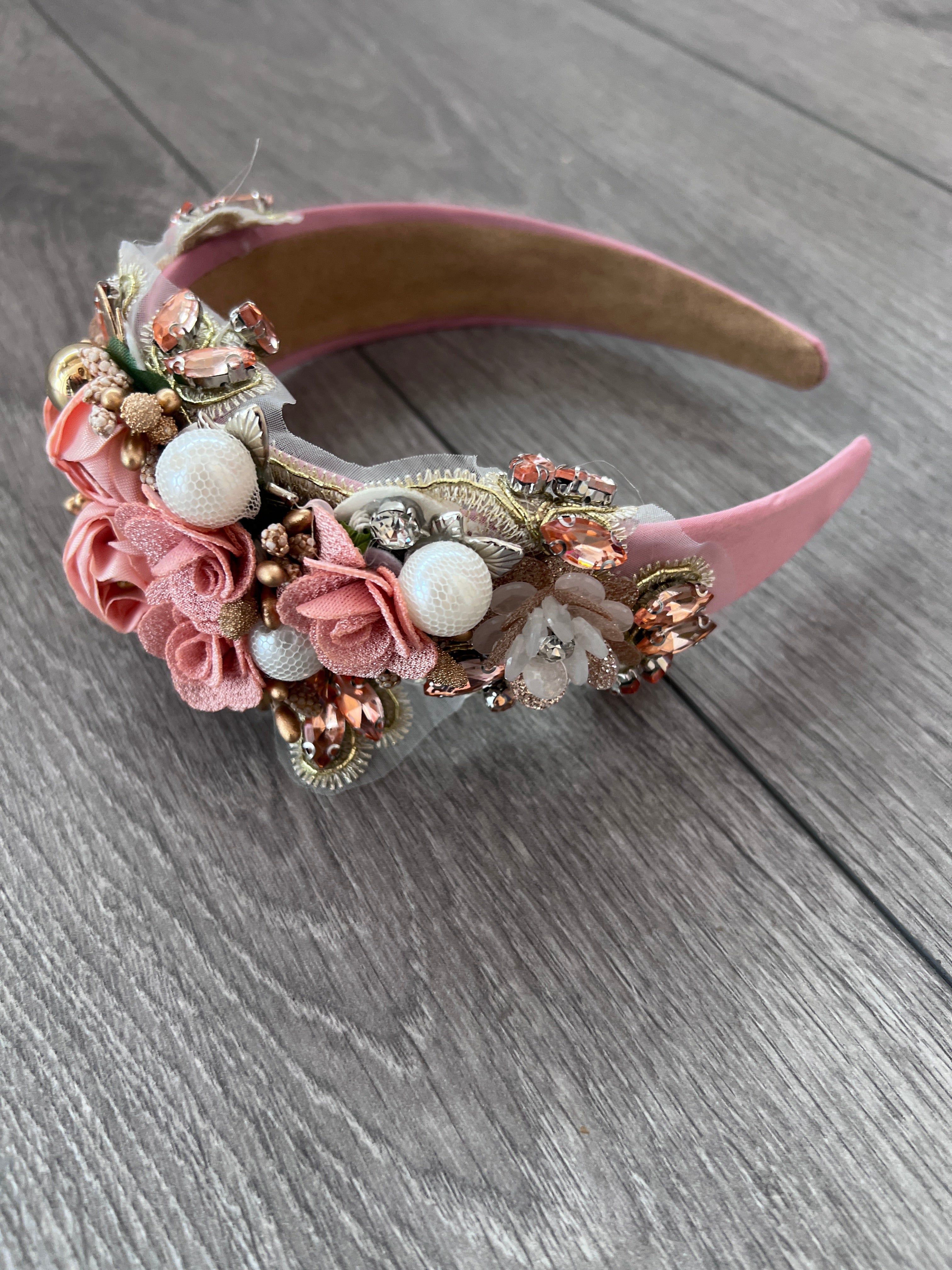 Pink Headband With Flowers And Gems NWOT Crystal Flower Headband - Light Pink – Pink Chicken main image 4