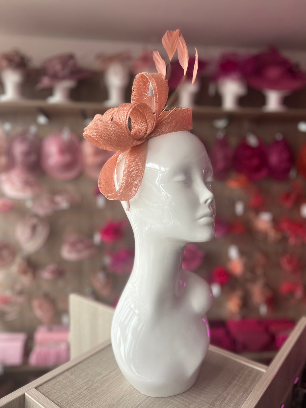 Blush Large Loop Feather Headband Fascinator-Fascinators Direct