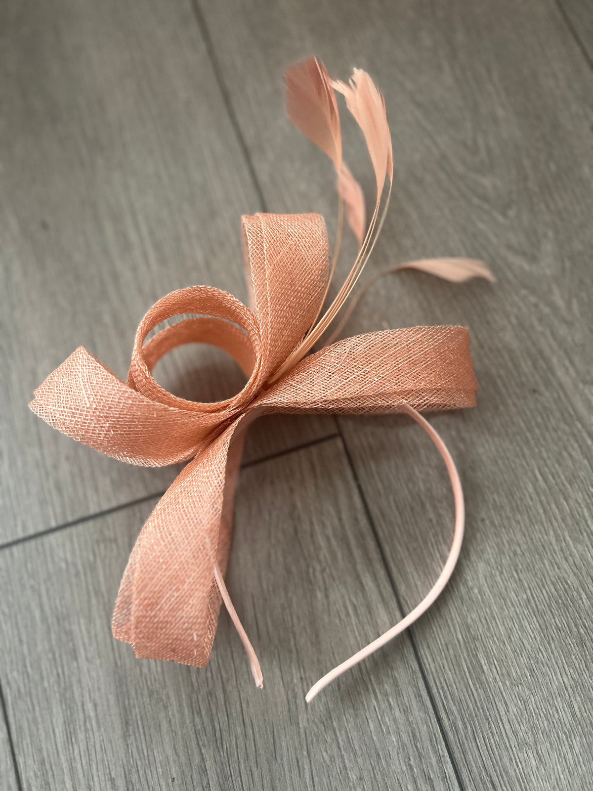 Blush Large Loop Feather Headband Fascinator-Fascinators Direct