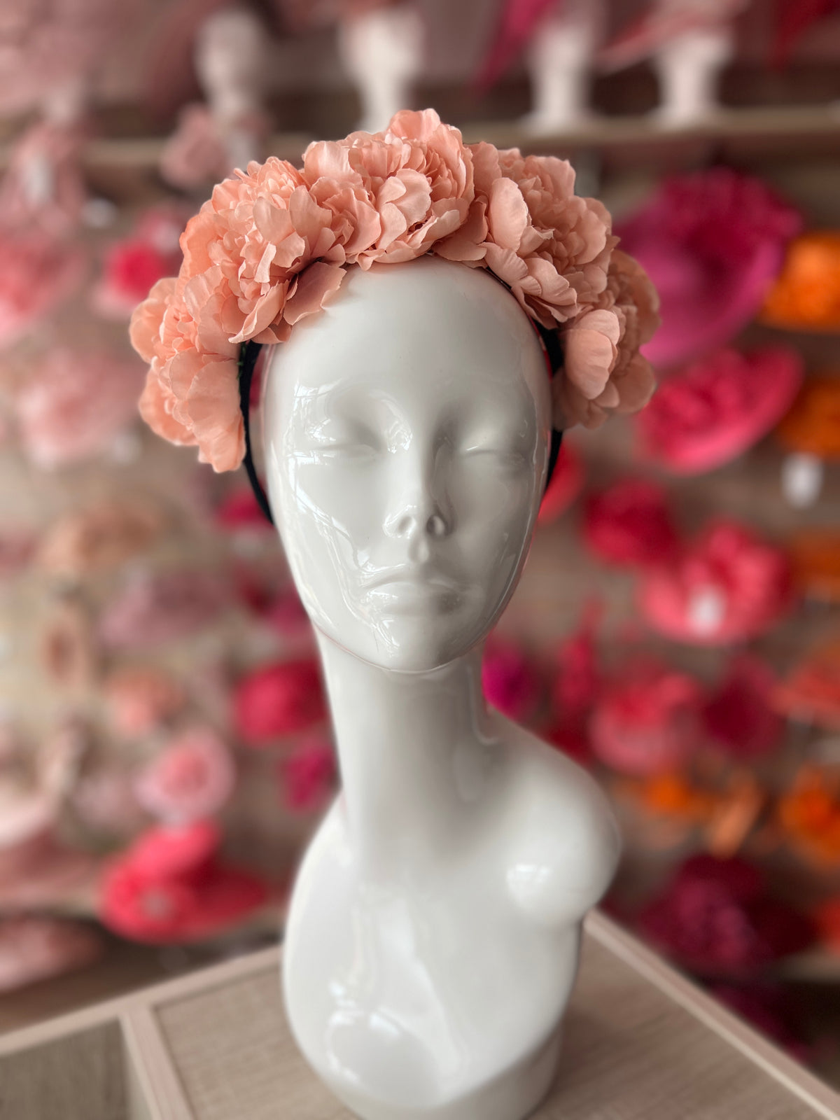 Blush Pink Peony flower Crown Headband-Fascinators Direct