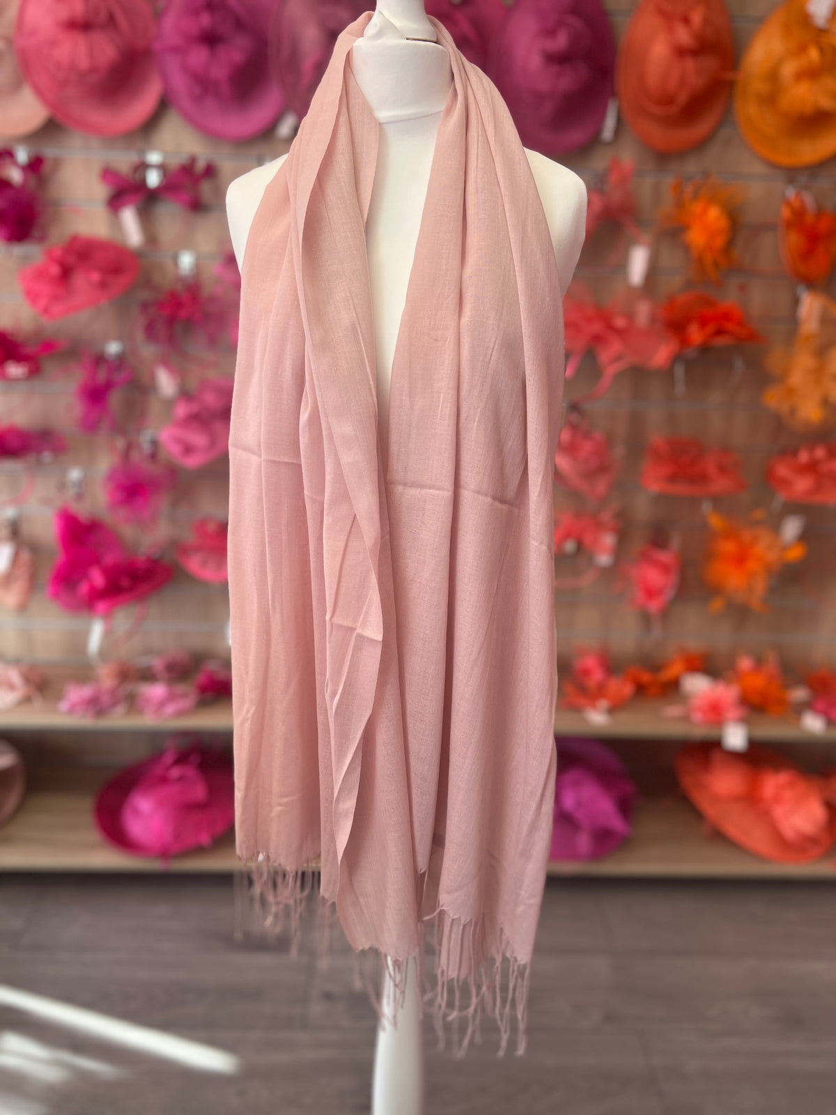 Blush Pink Wedding Pashmina Scarf-Fascinators Direct