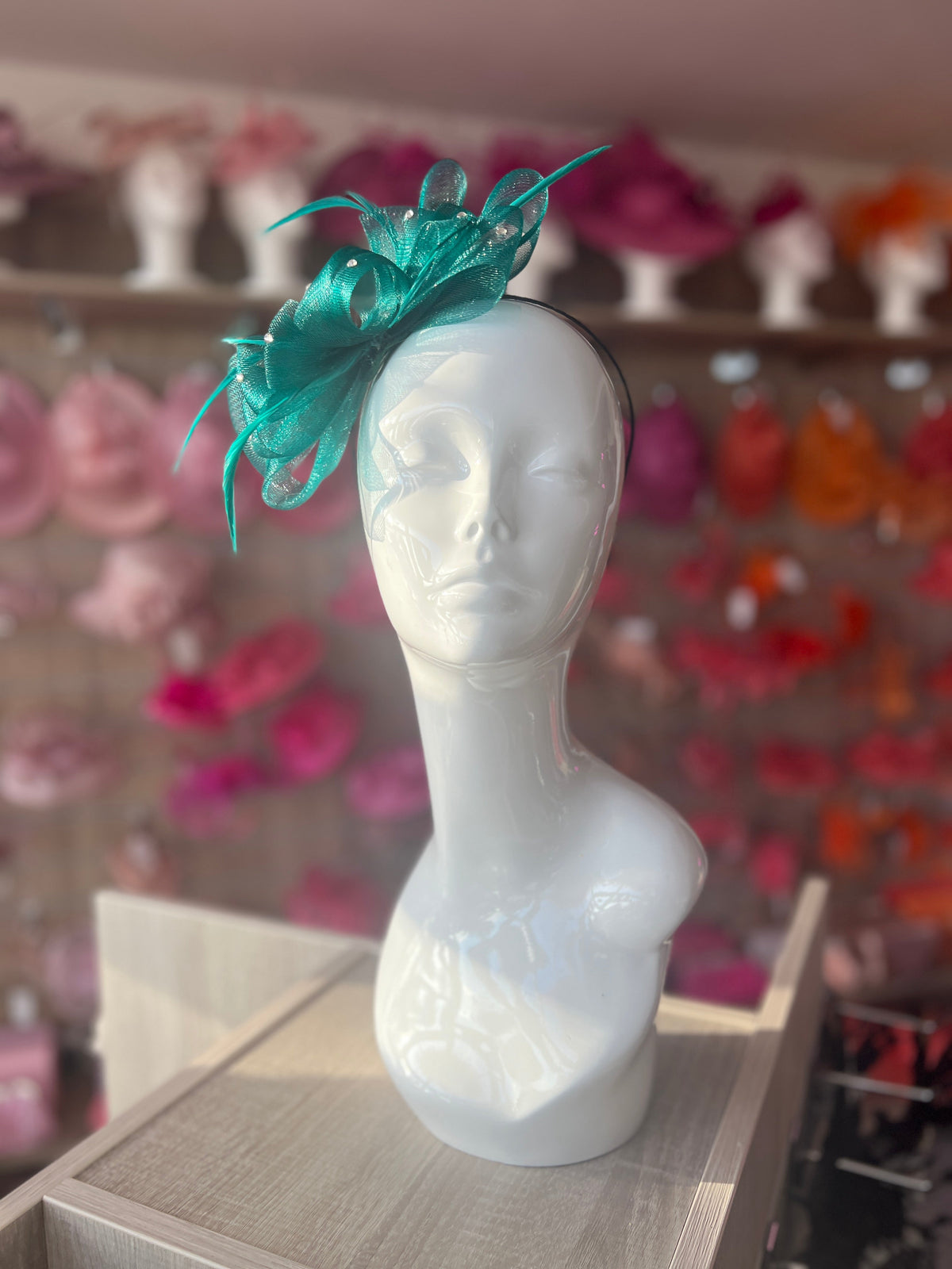 Bottle Green Diamanté Loop Bow Fascinator-Fascinators Direct