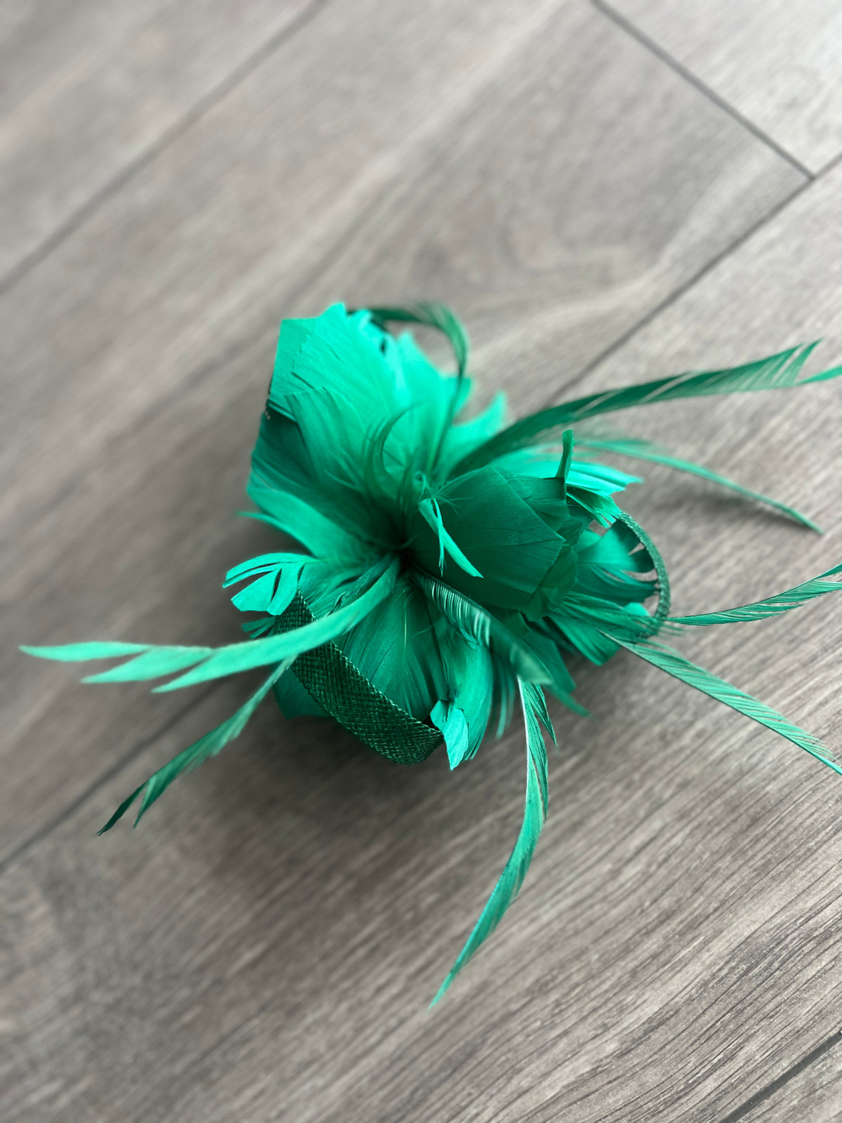 Bottle Green Fascinator with Loops &amp; Feather Flower-Fascinators Direct