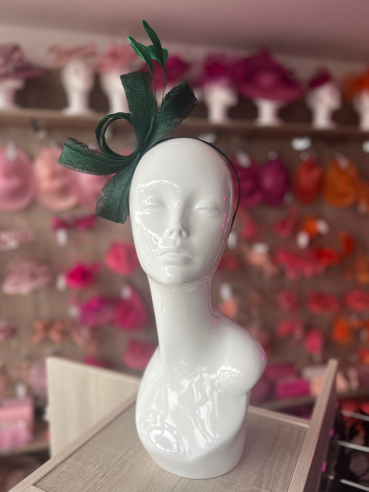 Bottle Green Large Loop Feather Headband Fascinator-Fascinators Direct