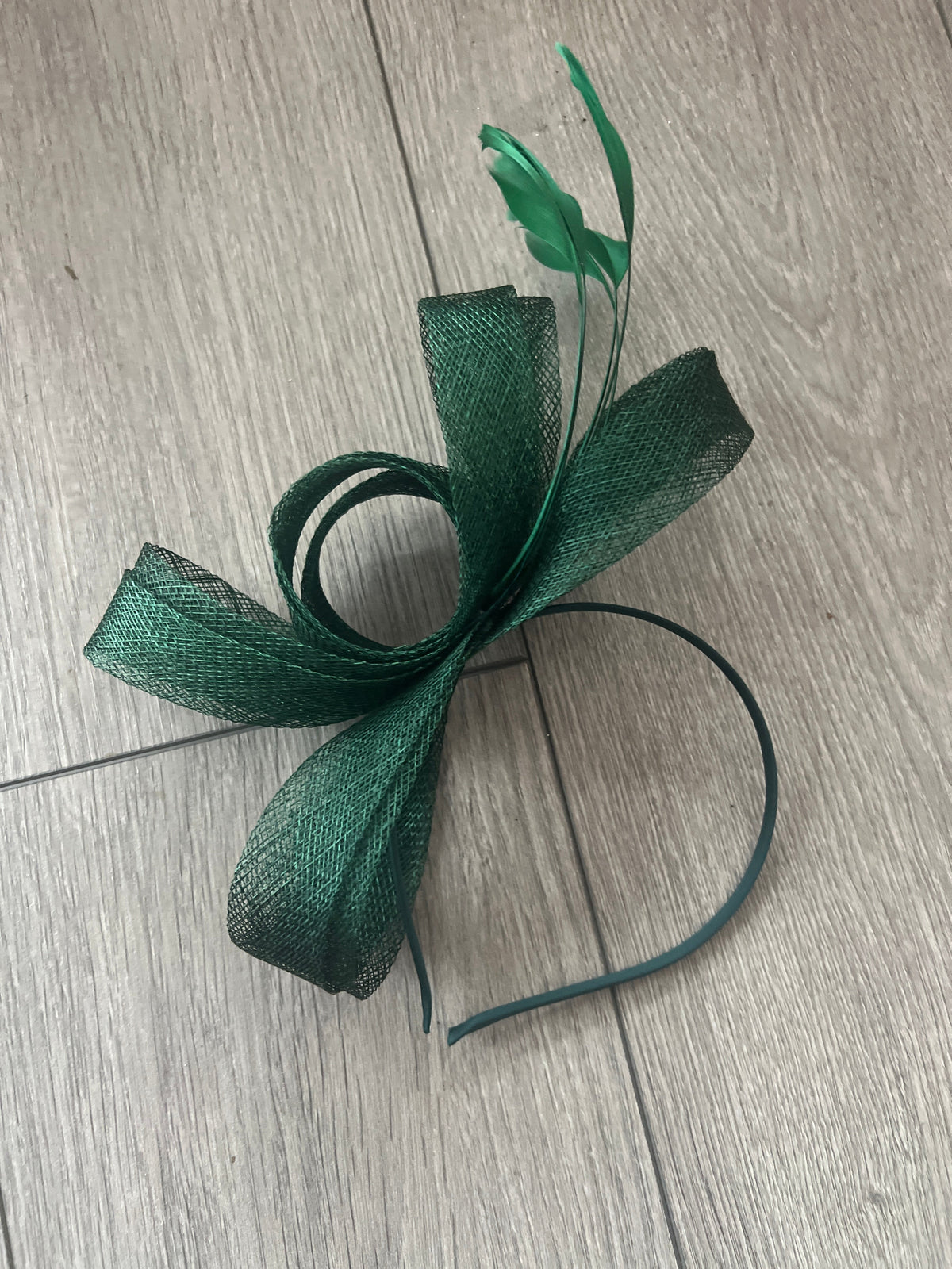Bottle Green Large Loop Feather Headband Fascinator-Fascinators Direct