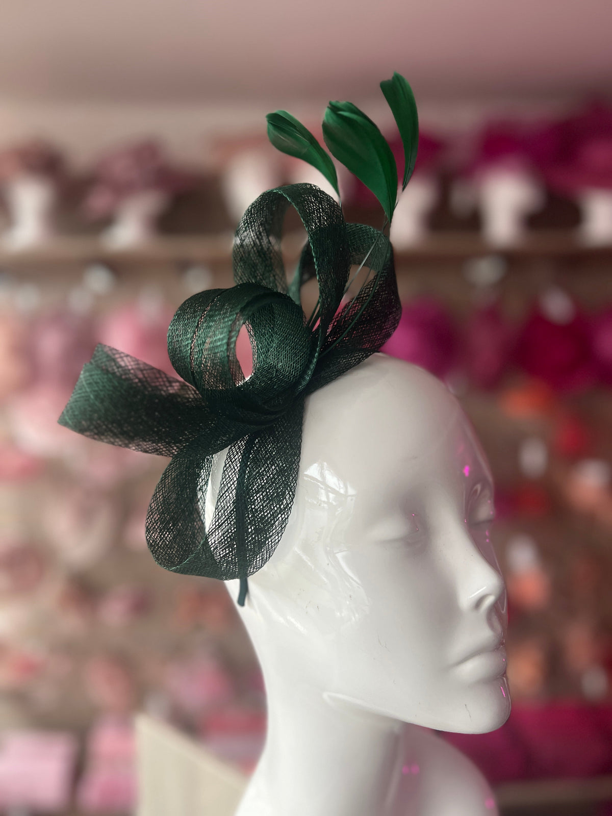 Bottle Green Large Loop Feather Headband Fascinator-Fascinators Direct