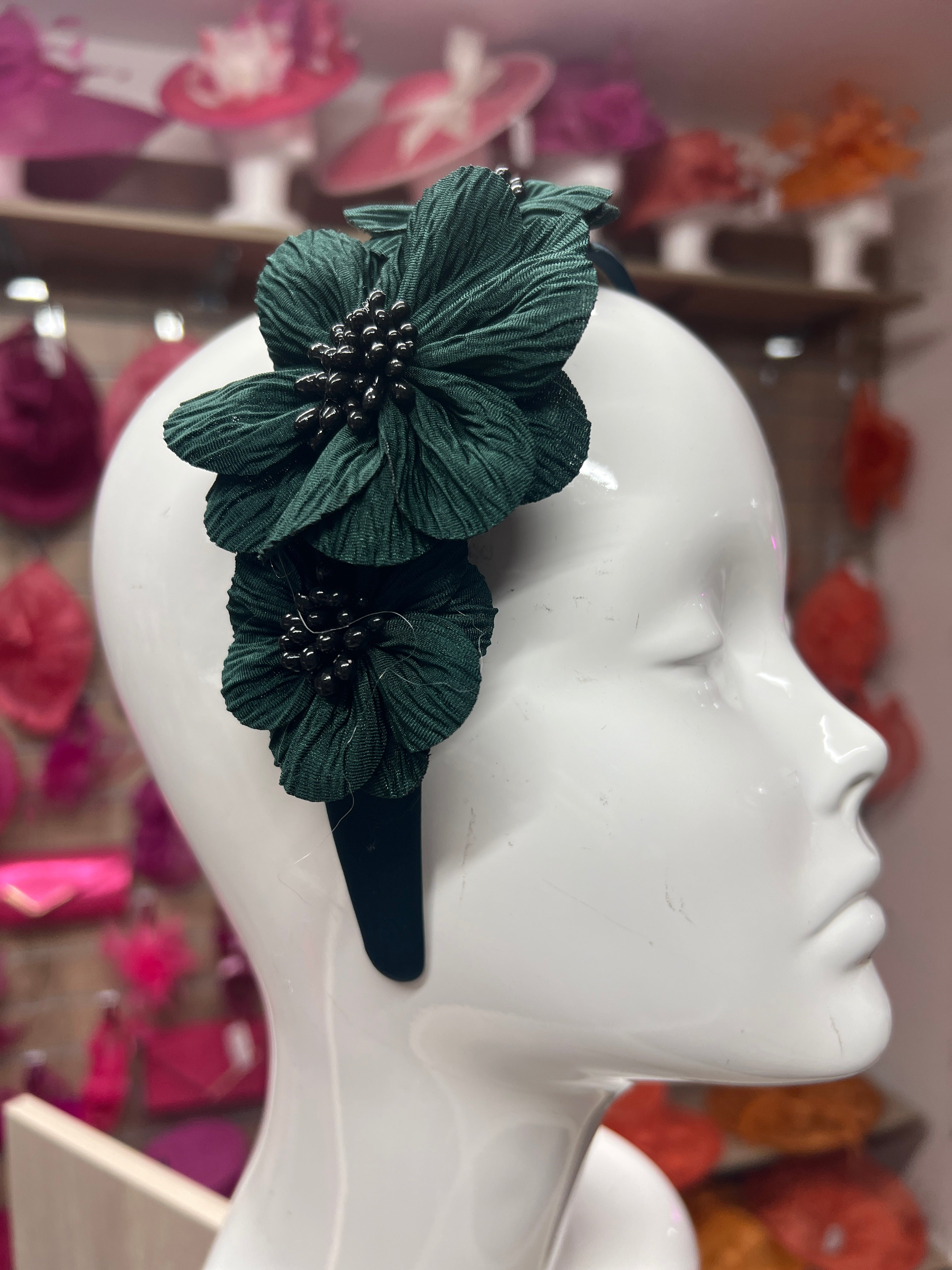 A trio of flower headbands Burgundy Trio Flower Headband main image 3