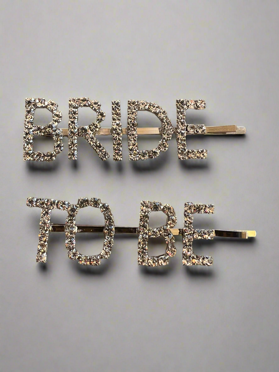 Bride To Be Diamante Hair Slides-Fascinators Direct