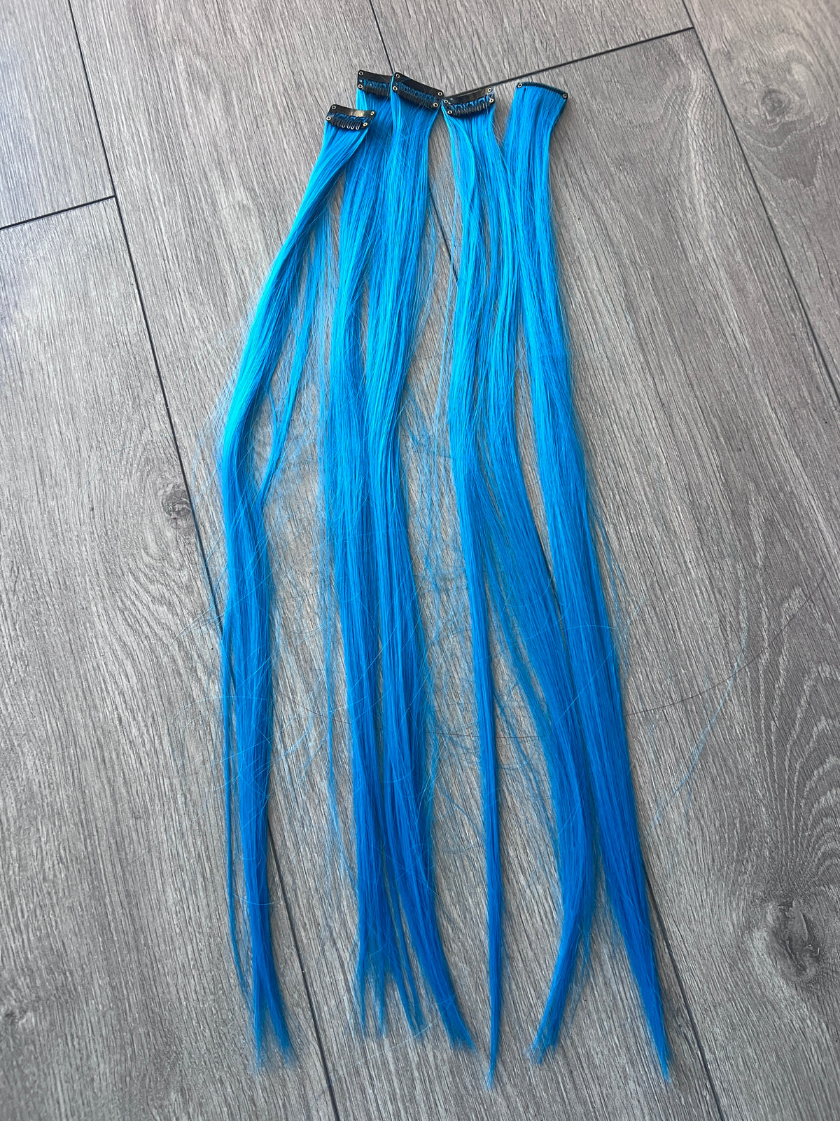 Bright Blue Straight Clip In Hair Extensions x5-Fascinators Direct