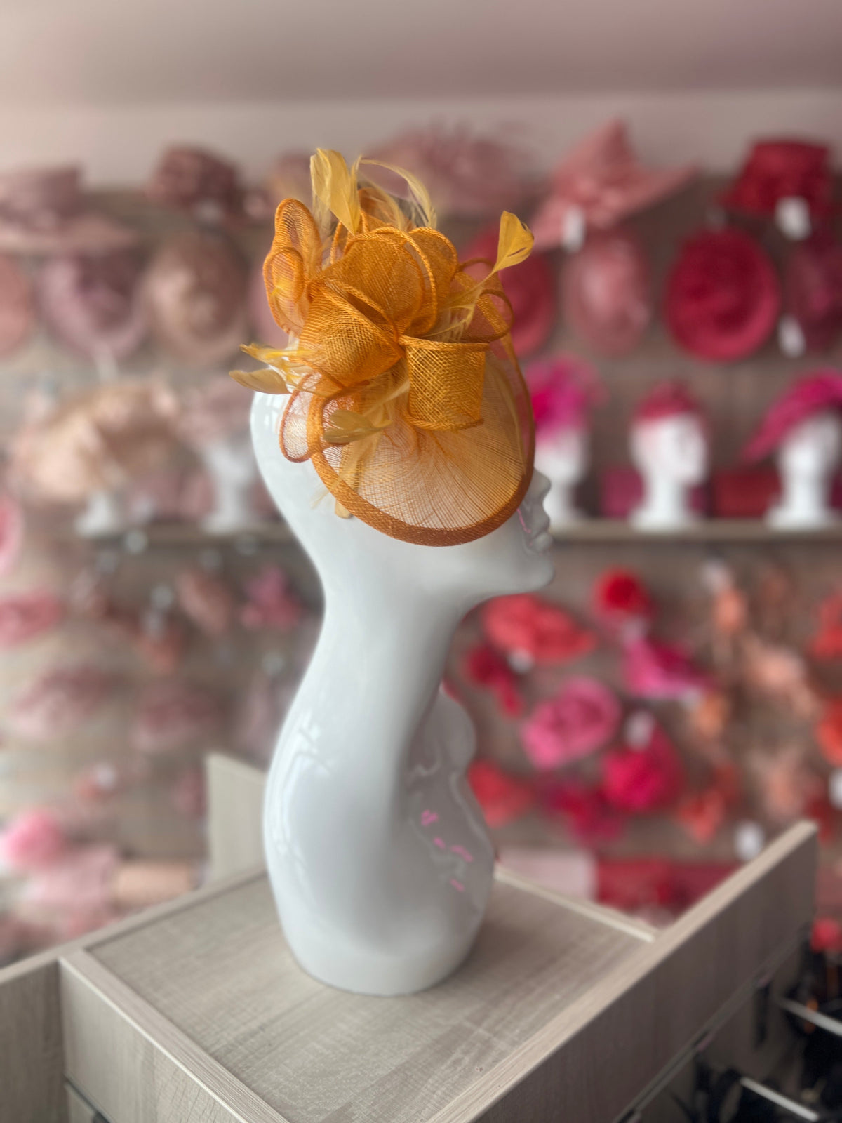 Bright Gold Fascinator with Ruched Sinamay &amp; Loops-Fascinators Direct