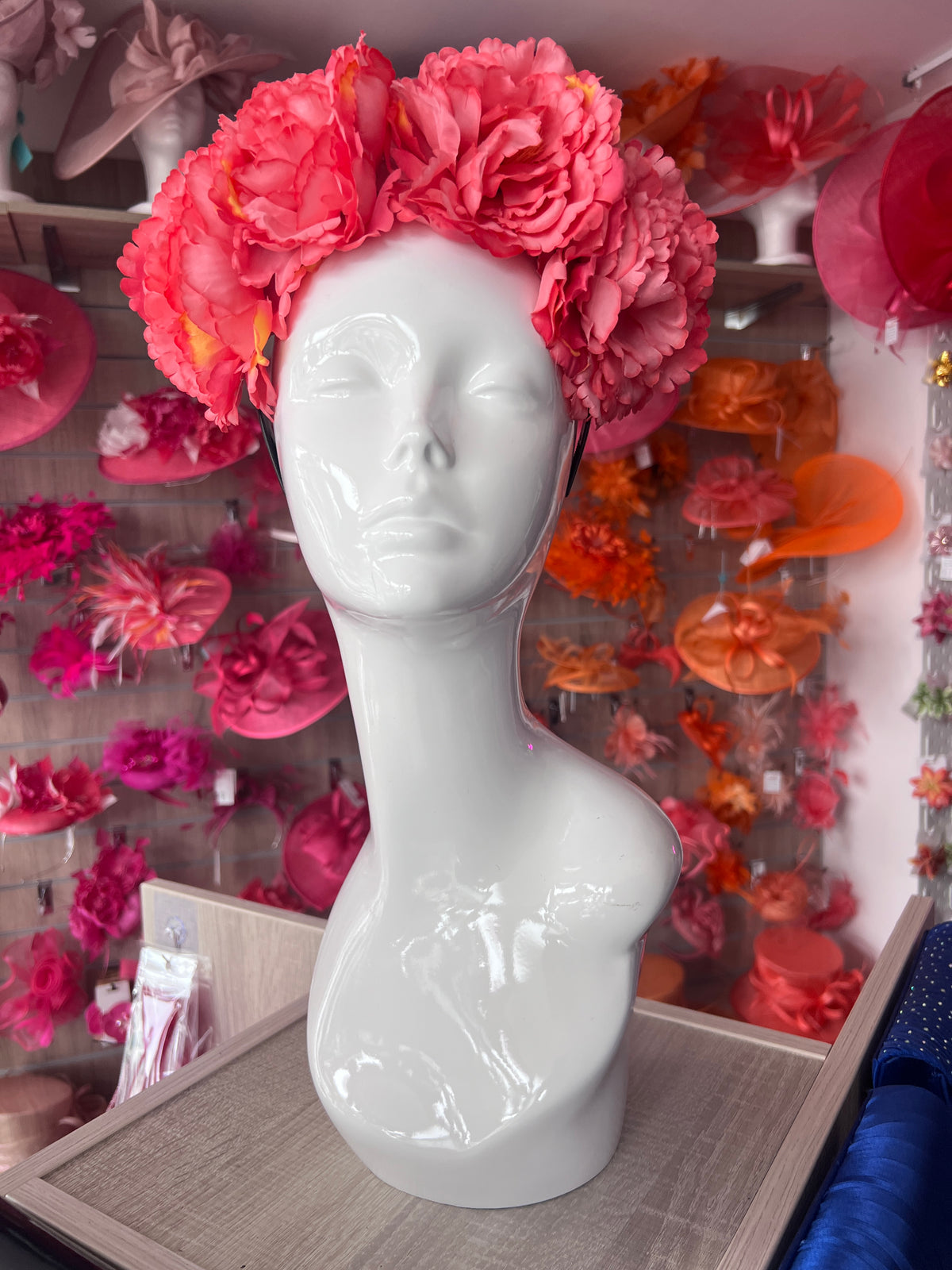 Bright Pink Peony flower Crown Headband-Fascinators Direct
