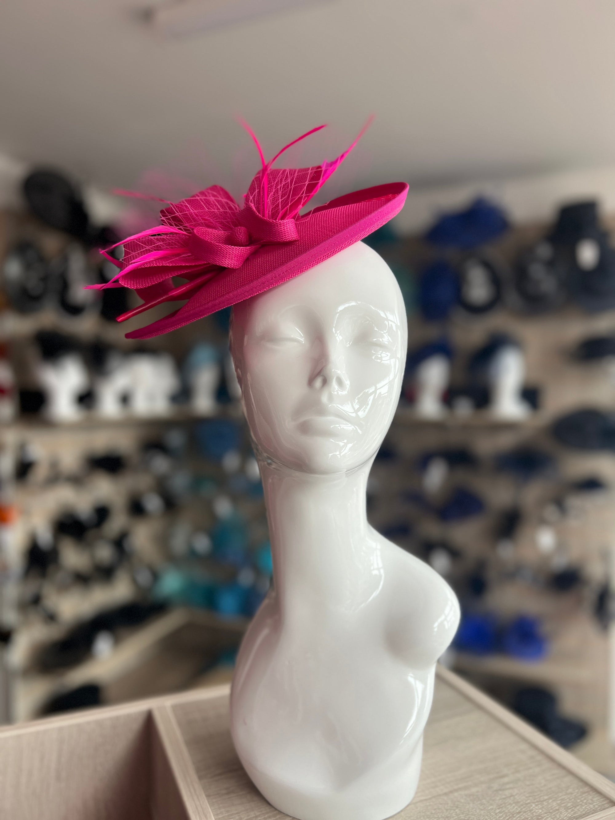 Bright Pink Saucer Style Fascinator Hat-Fascinators Direct