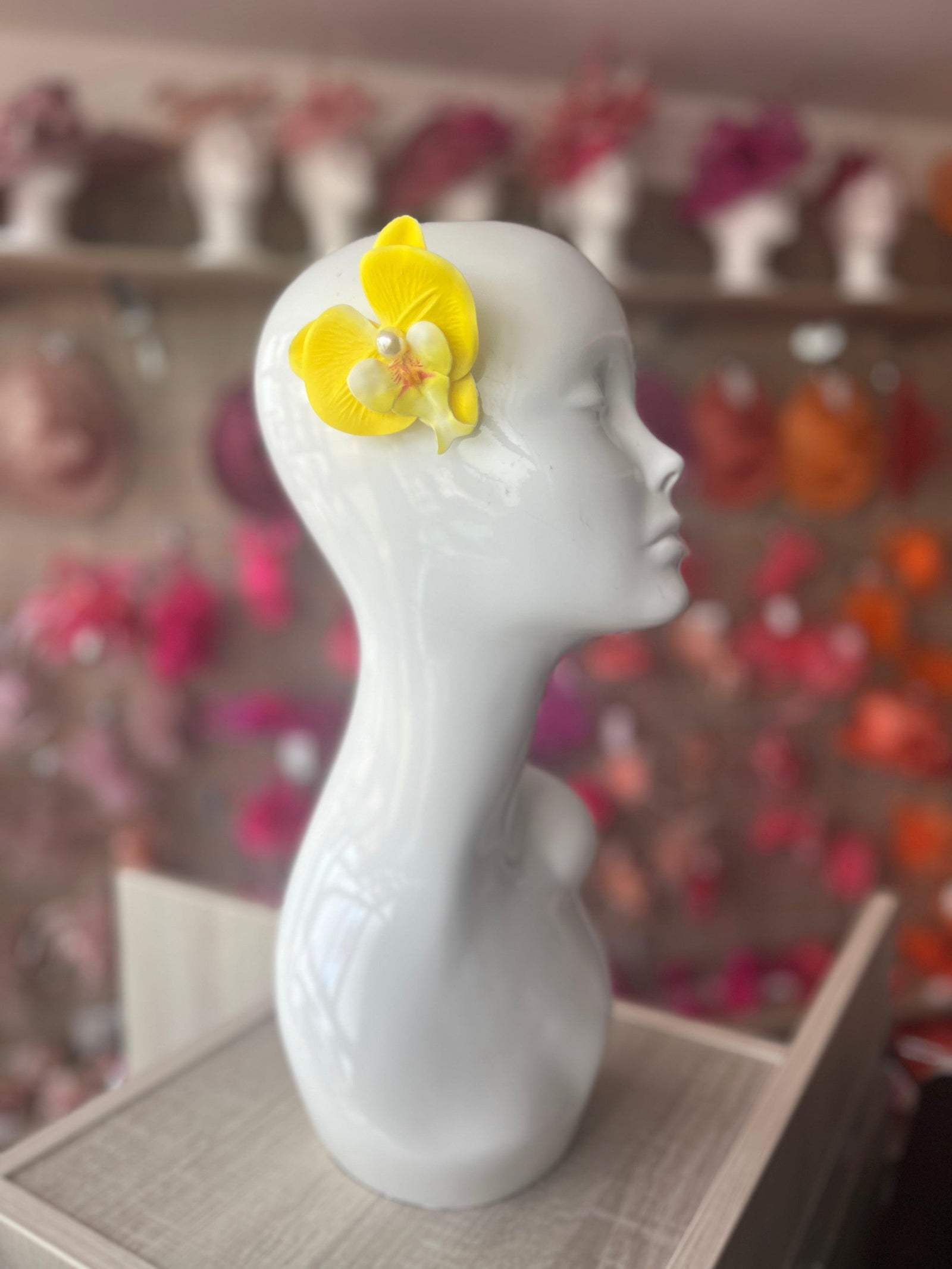 Bright Yellow Orchid Hair Clip-Fascinators Direct