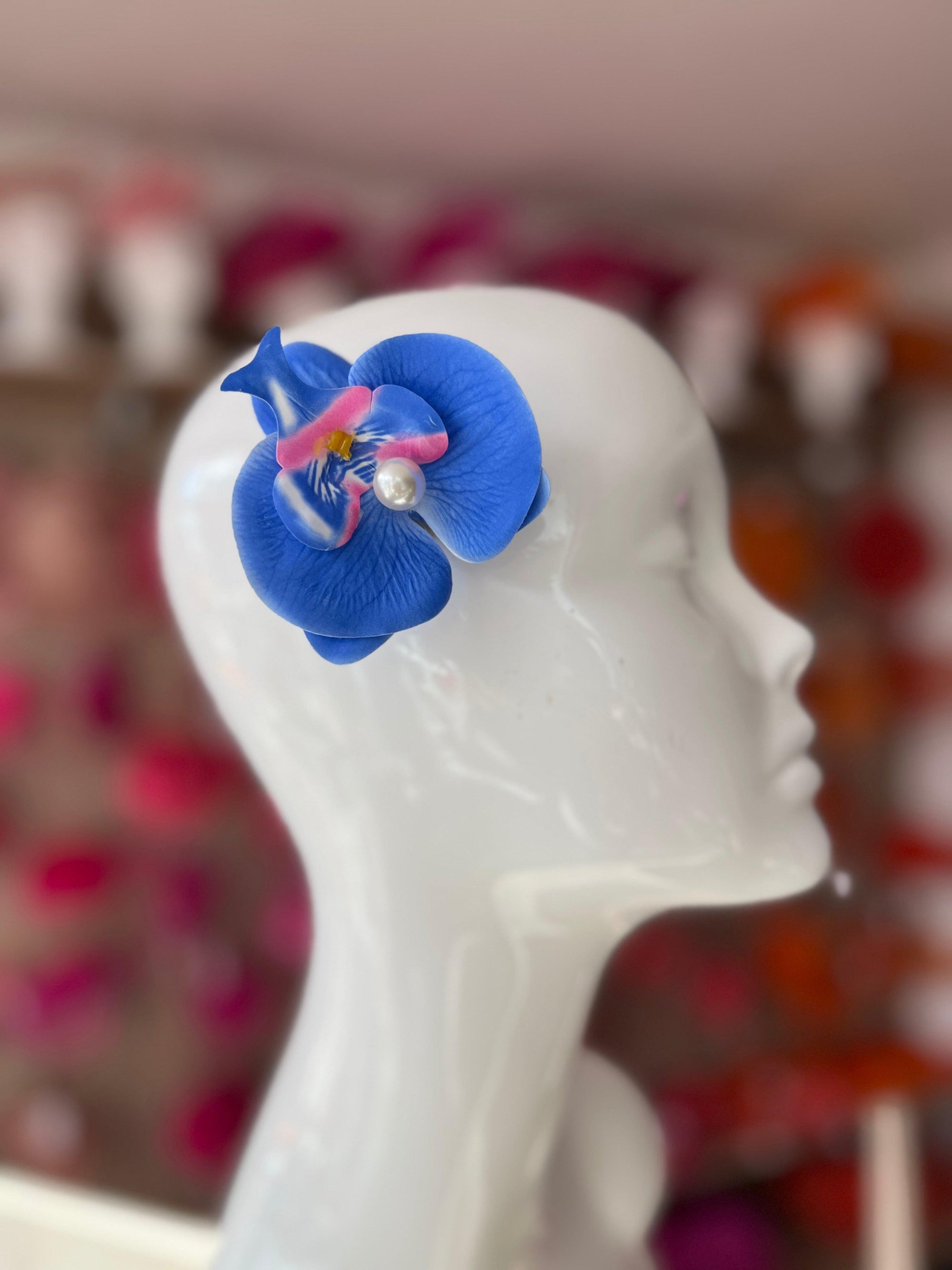 Brilliant Blue Orchid Hair Clip-Fascinators Direct