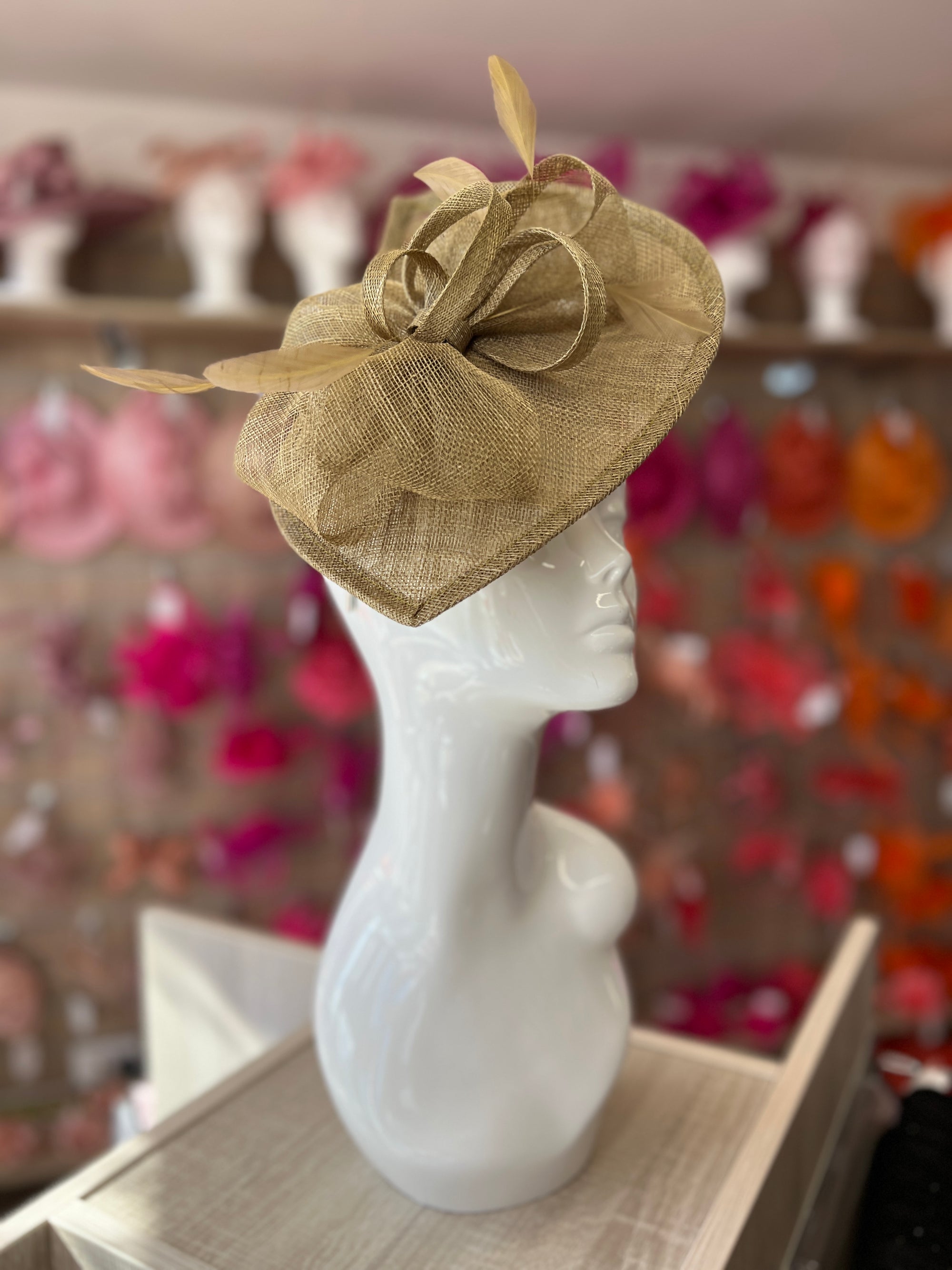 Bronze Disc Fascinator with Decorative Bow-Fascinators Direct