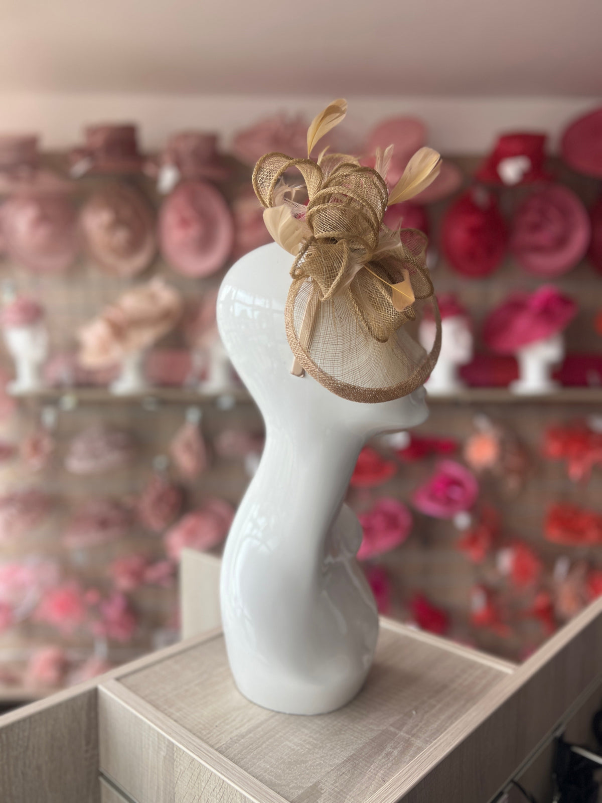 Bronze Fascinator with Ruched Sinamay &amp; Loops-Fascinators Direct