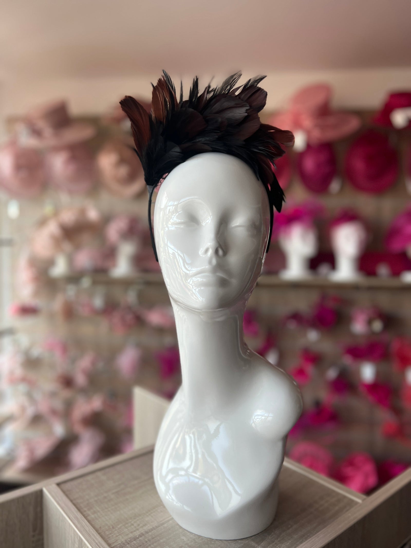 Brown & Black Vintage Feather Flapper Headband Fascinator-Fascinators Direct