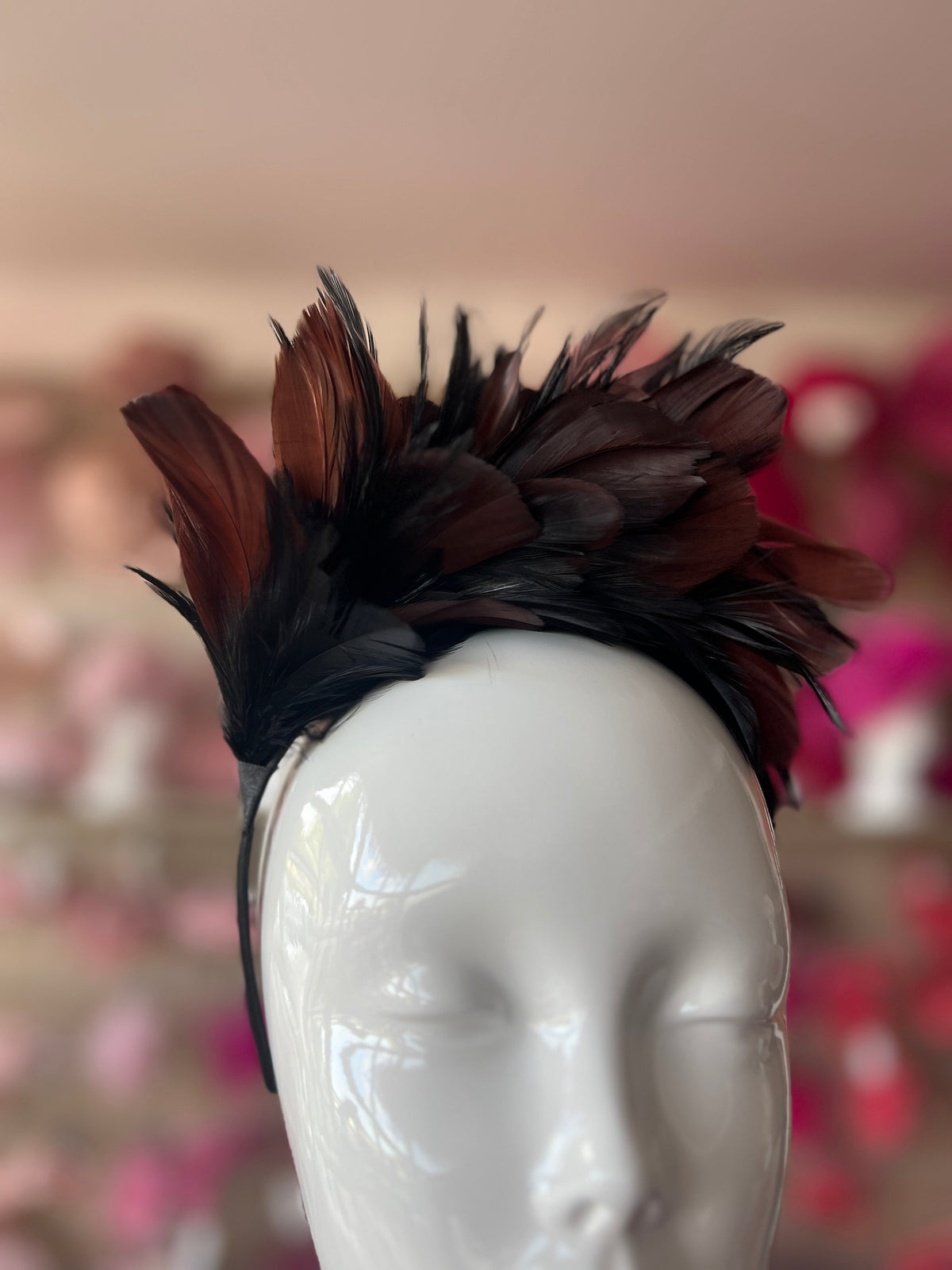 Brown &amp; Black Vintage Feather Flapper Headband Fascinator-Fascinators Direct