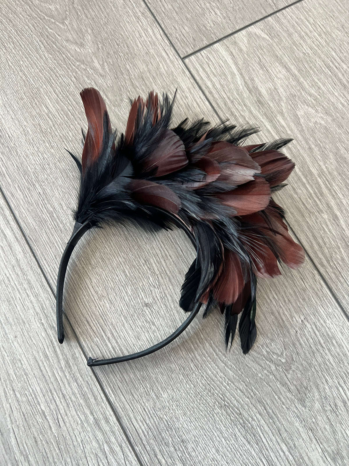 Brown &amp; Black Vintage Feather Flapper Headband Fascinator-Fascinators Direct