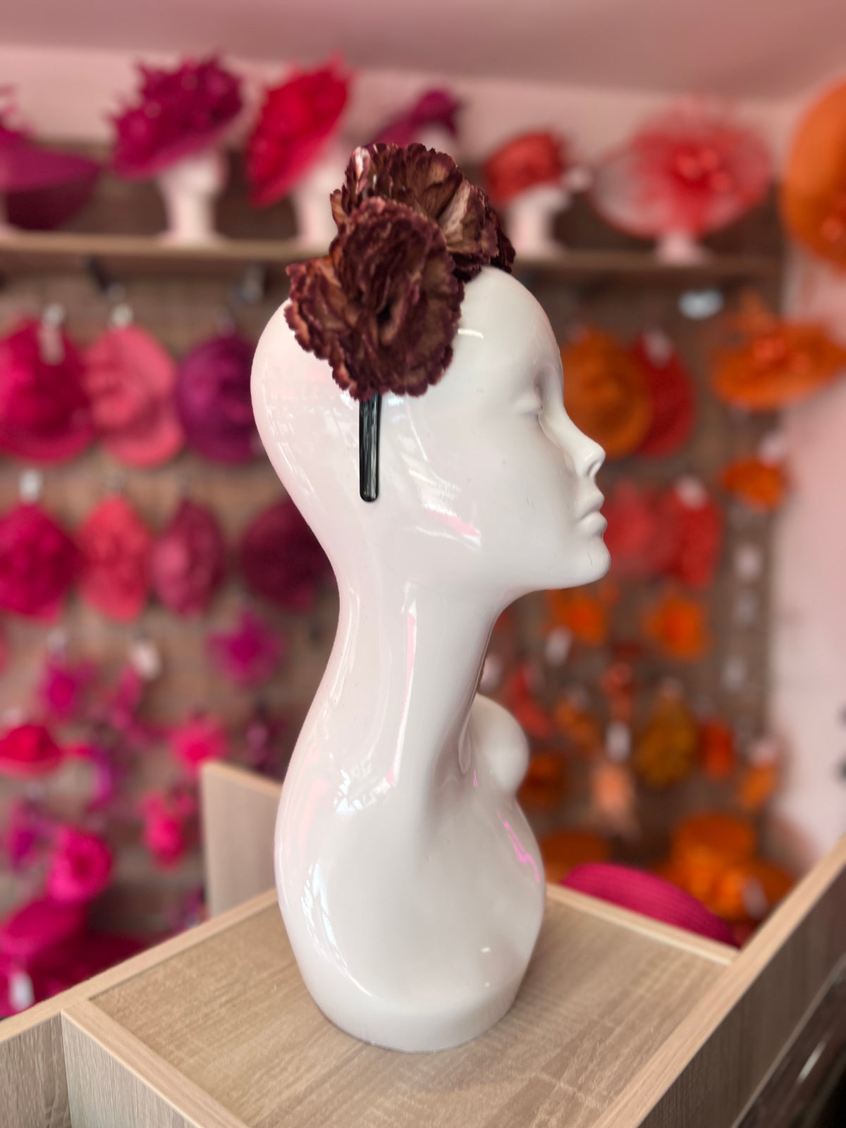 Brown Carnation Flower Crown Headband-Fascinators Direct