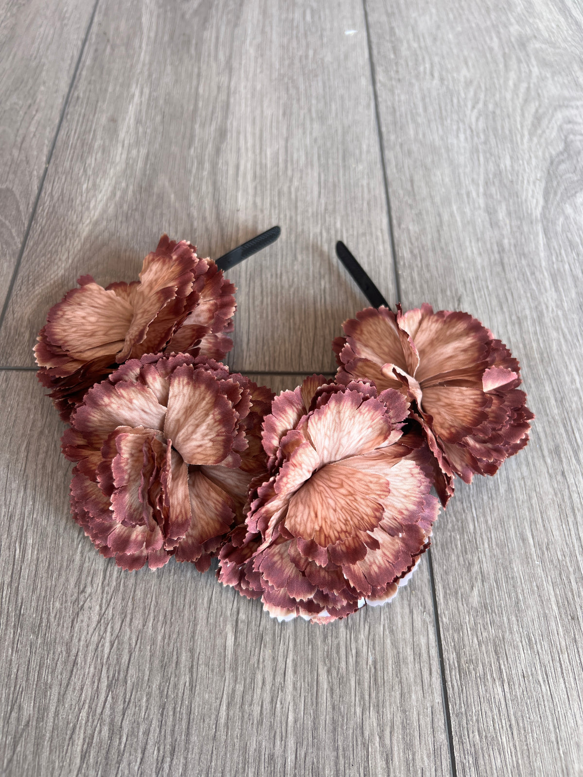 Brown Carnation Flower Crown Headband-Fascinators Direct