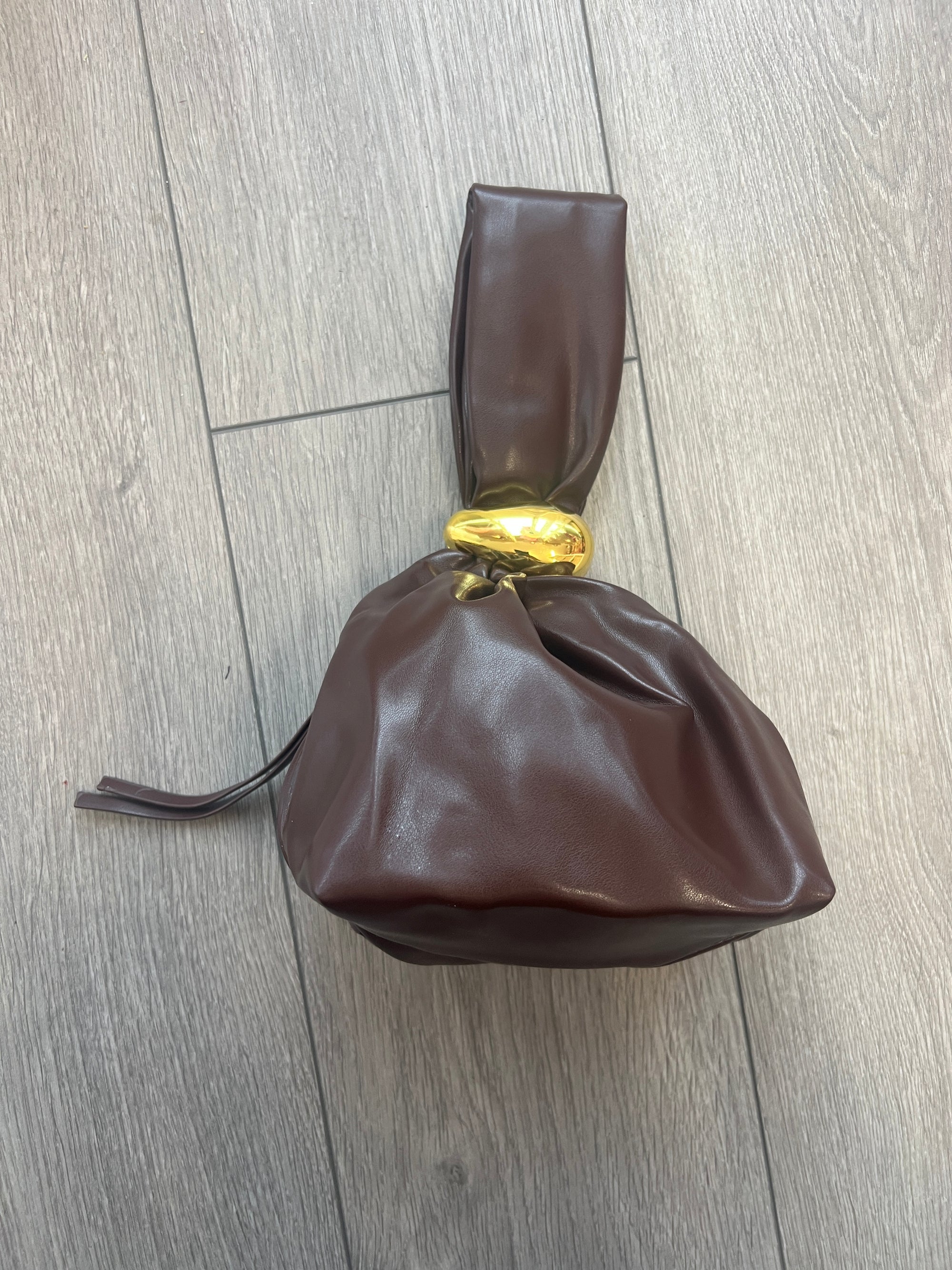 Brown Faux Leather Grab Bag-Fascinators Direct