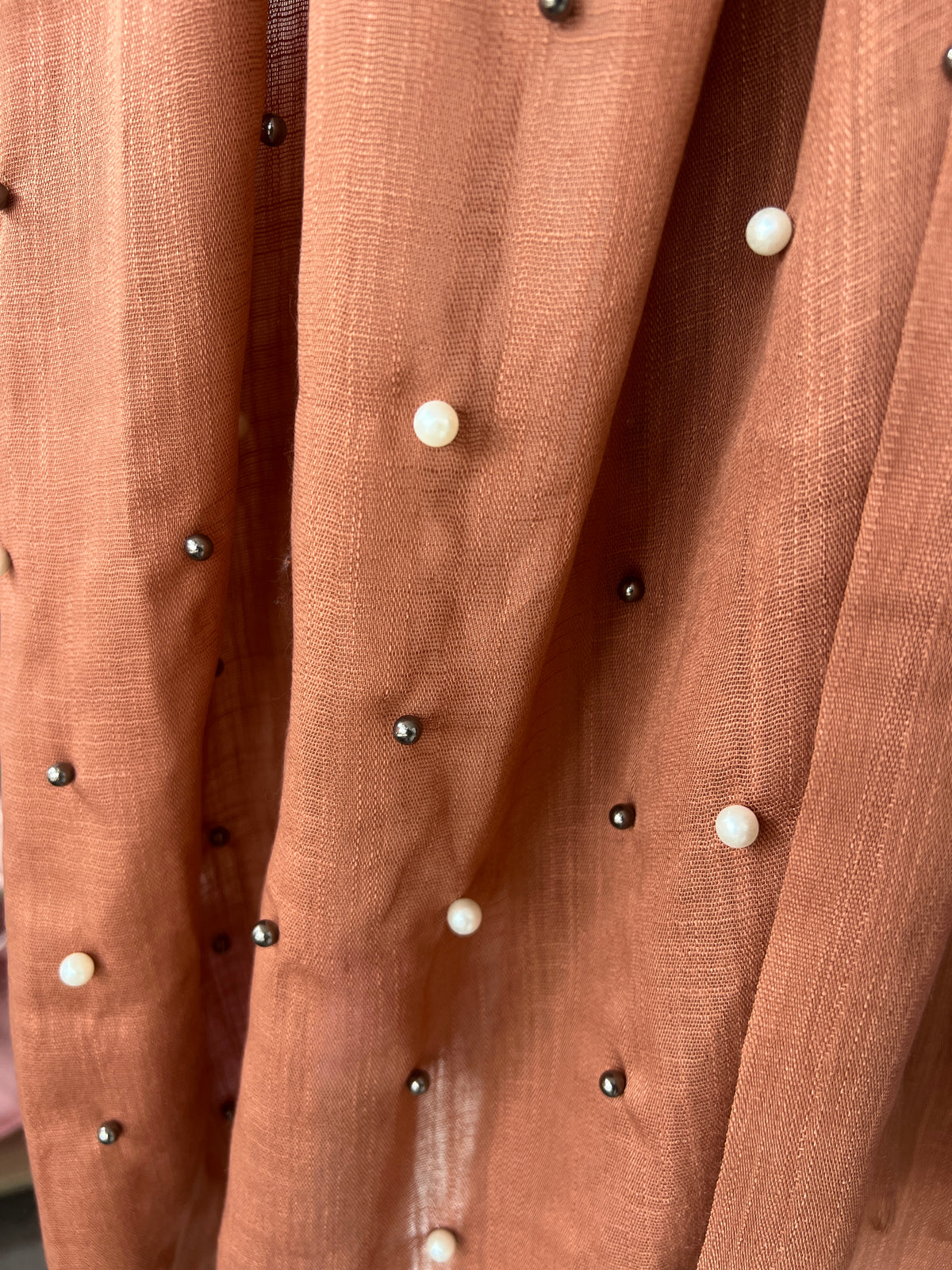 Brown Pashmina Scarf With Pearl &amp;Bead Detail-Fascinators Direct