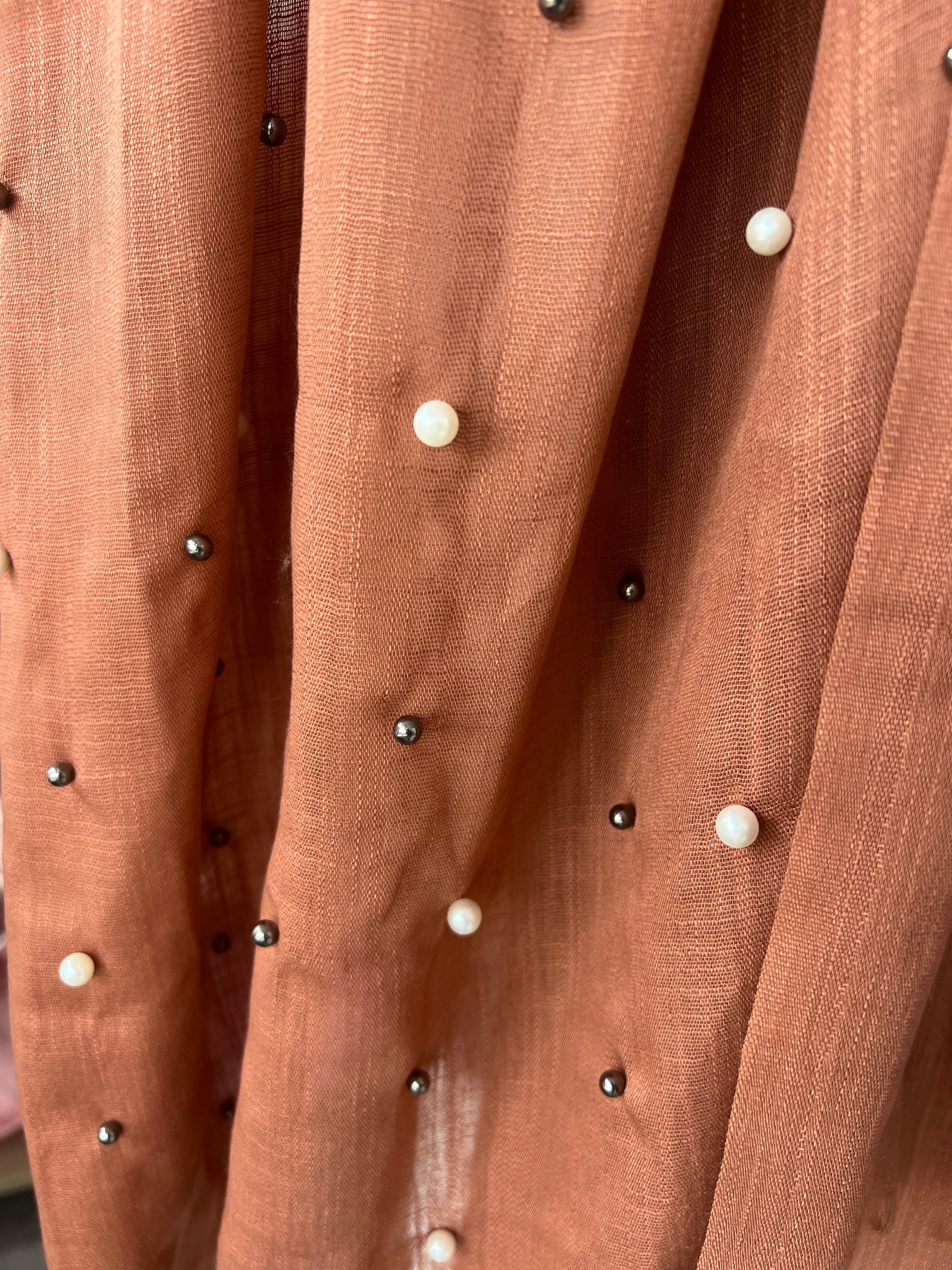 Brown Pashmina Scarf With Pearl &Bead Detail-Fascinators Direct