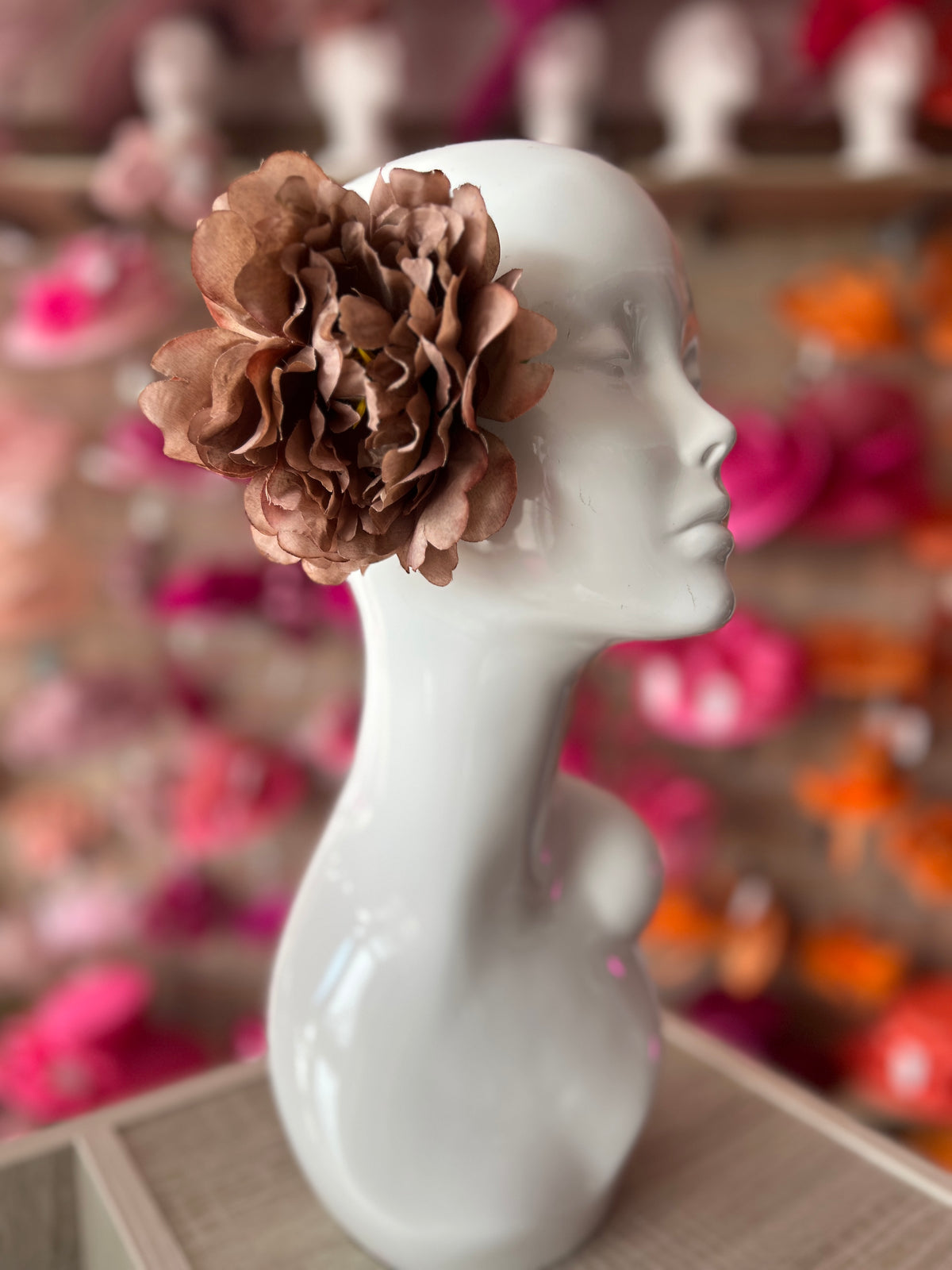Brown Peony Hair Flower Clip-Fascinators Direct