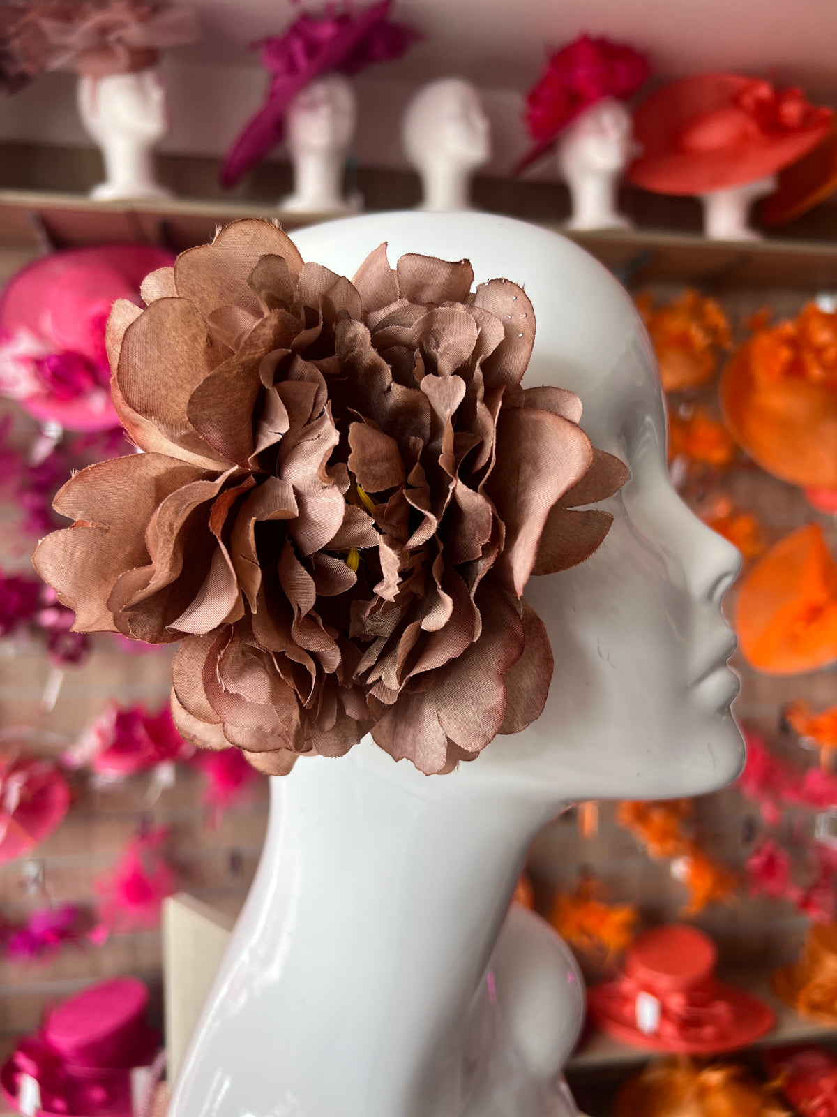 Brown Peony Hair Flower Clip-Fascinators Direct