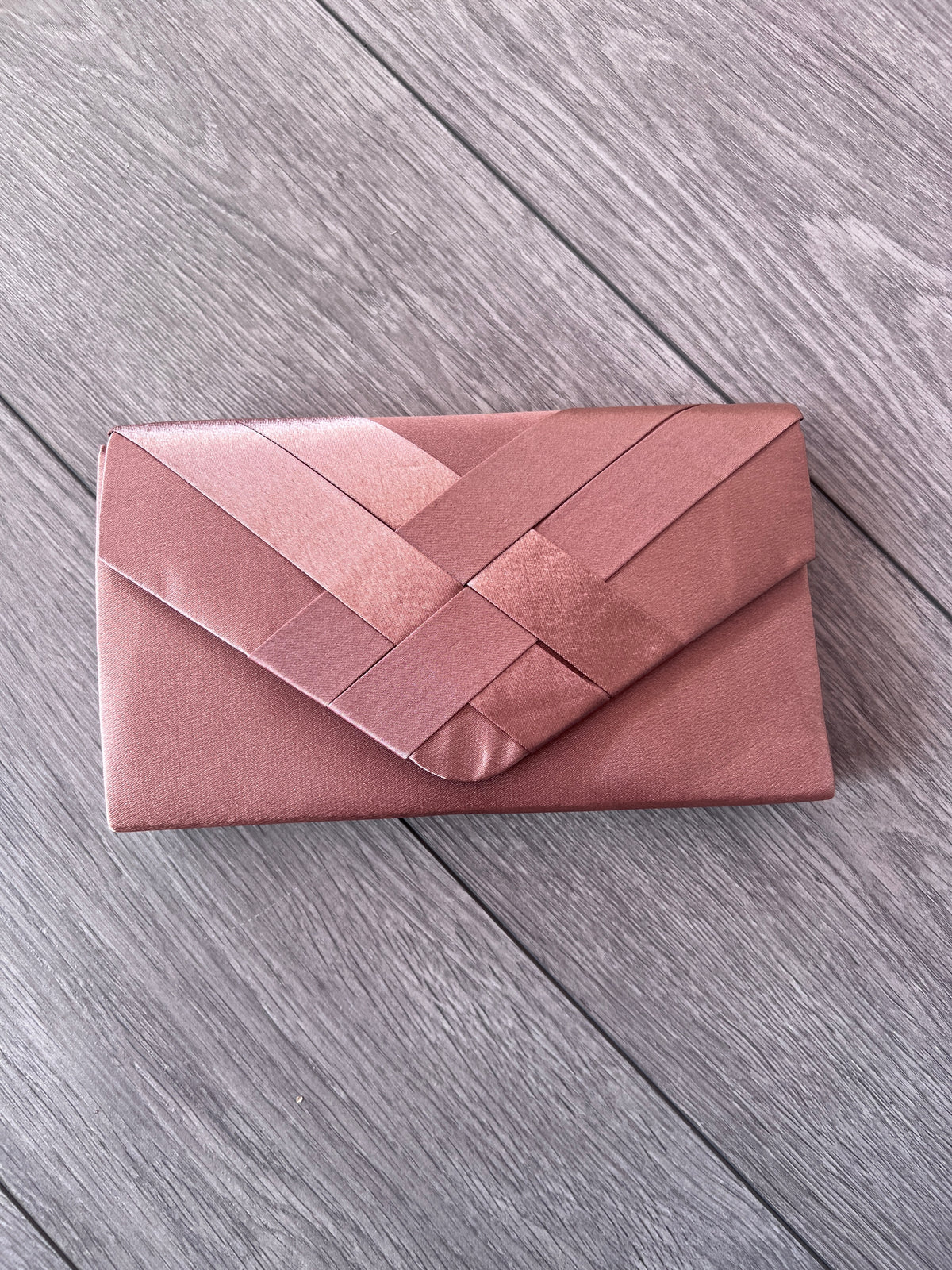 Brown Satin Pleated Envelope Clutch Bag-Fascinators Direct