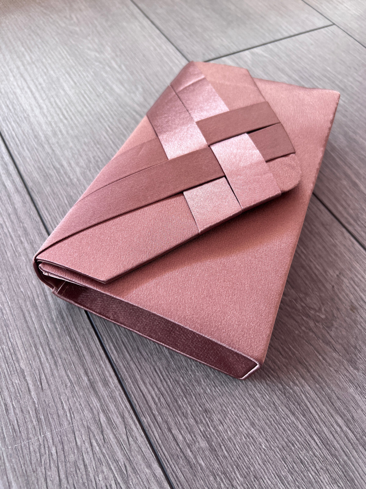 Brown Satin Pleated Envelope Clutch Bag-Fascinators Direct