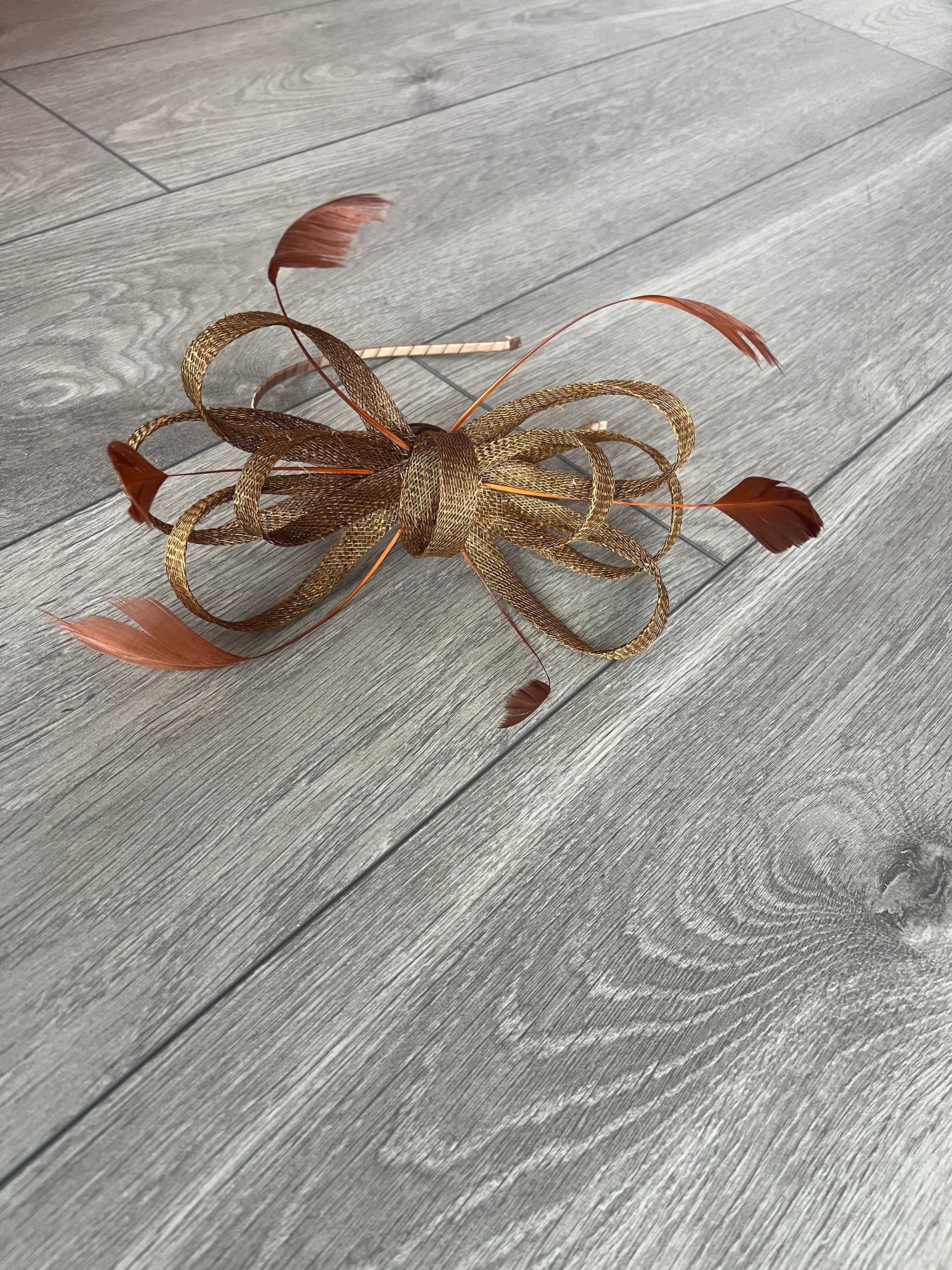 Brown Sinamay Fascinator Headband-Fascinators Direct