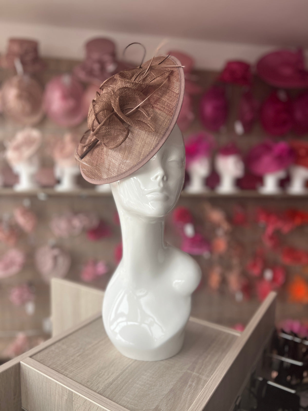 Brown Sinamay Petunia Flower Fascinator With A Saucer Base-Fascinators Direct