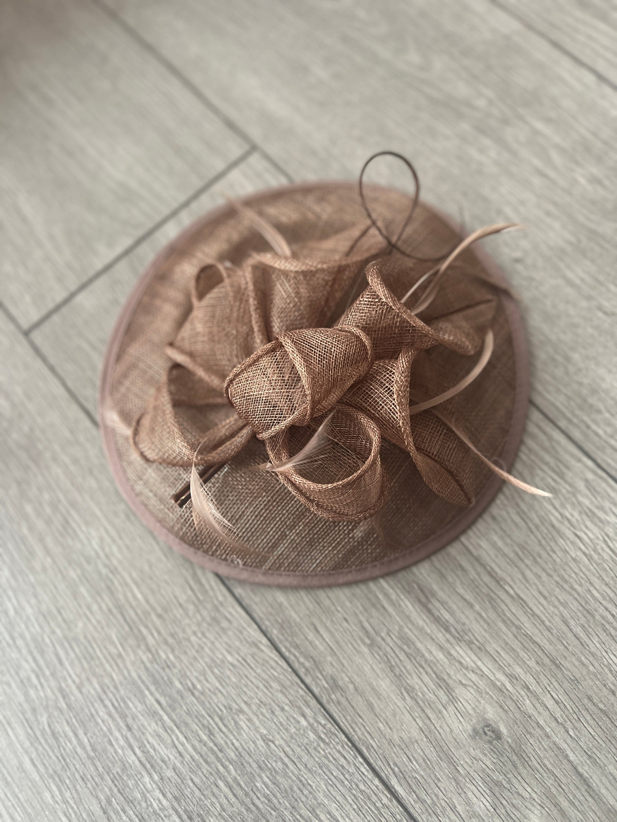 Brown Sinamay Petunia Flower Fascinator With A Saucer Base-Fascinators Direct