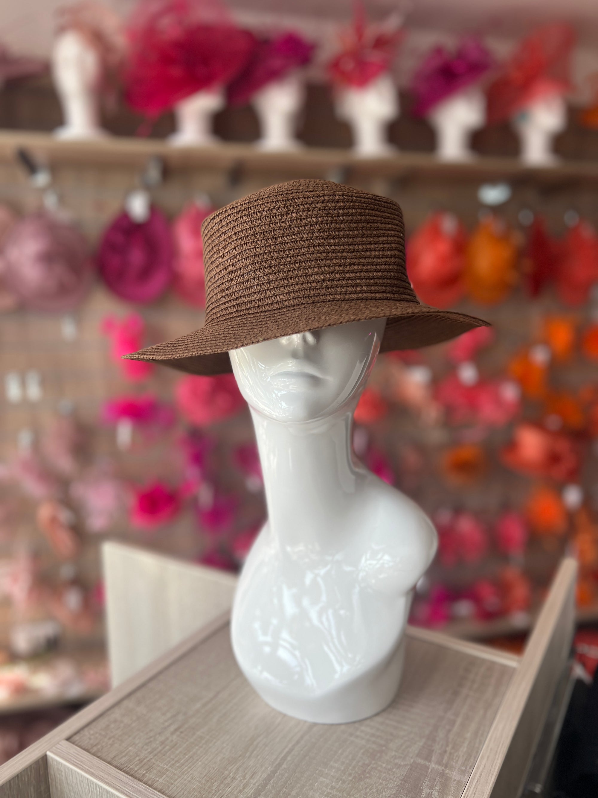 Brown Straw Hat-Fascinators Direct