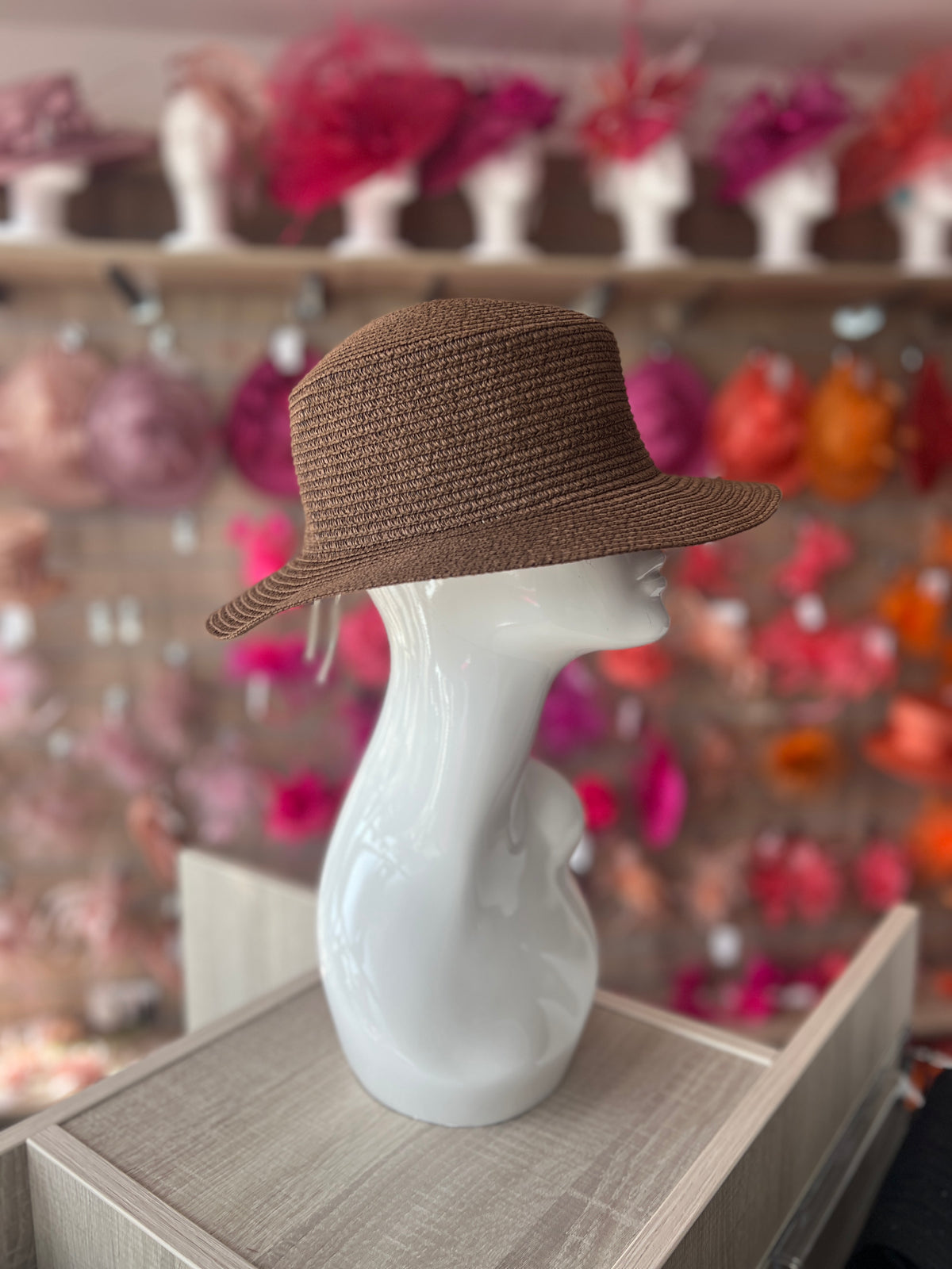 Brown Straw Hat-Fascinators Direct